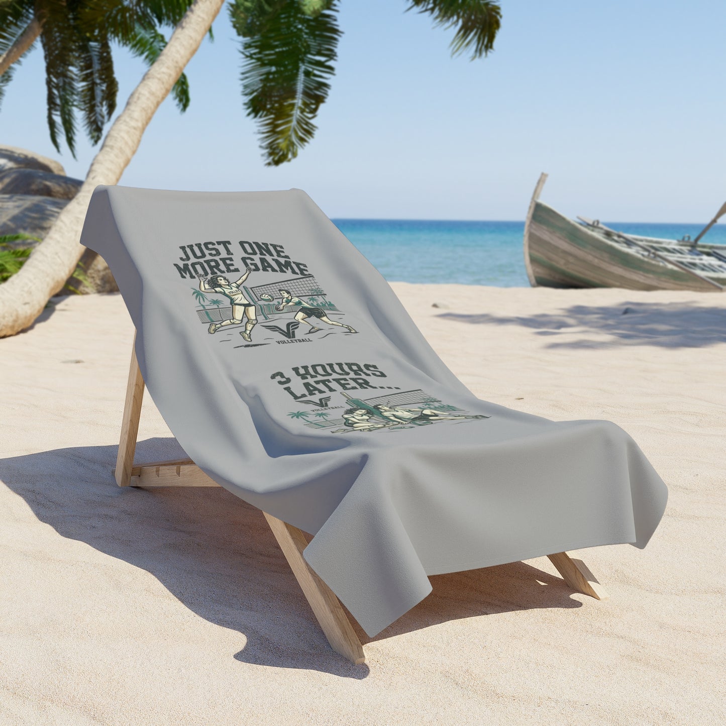 3 hours later smiley volleyball towel design