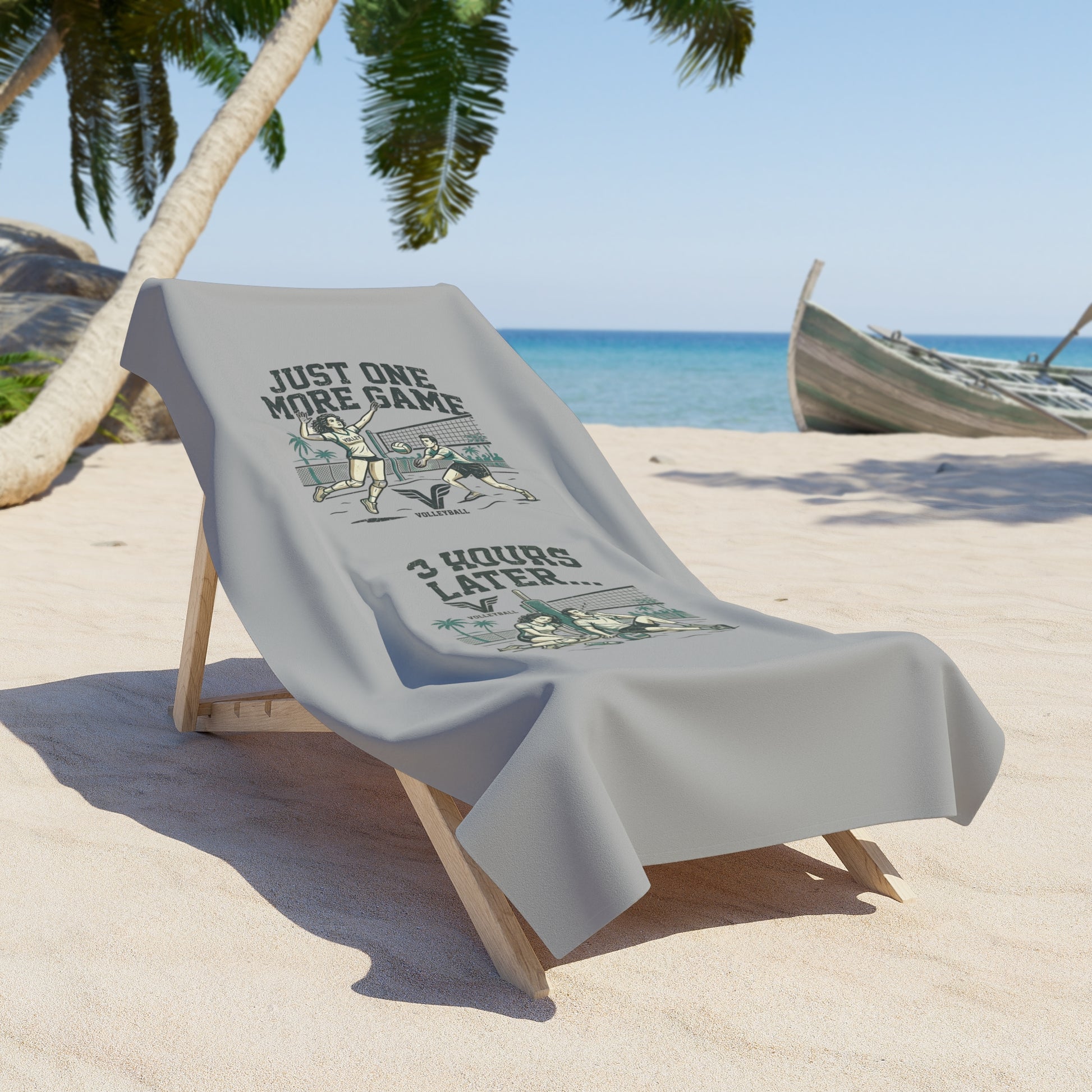 3 hours later smiley volleyball towel design
