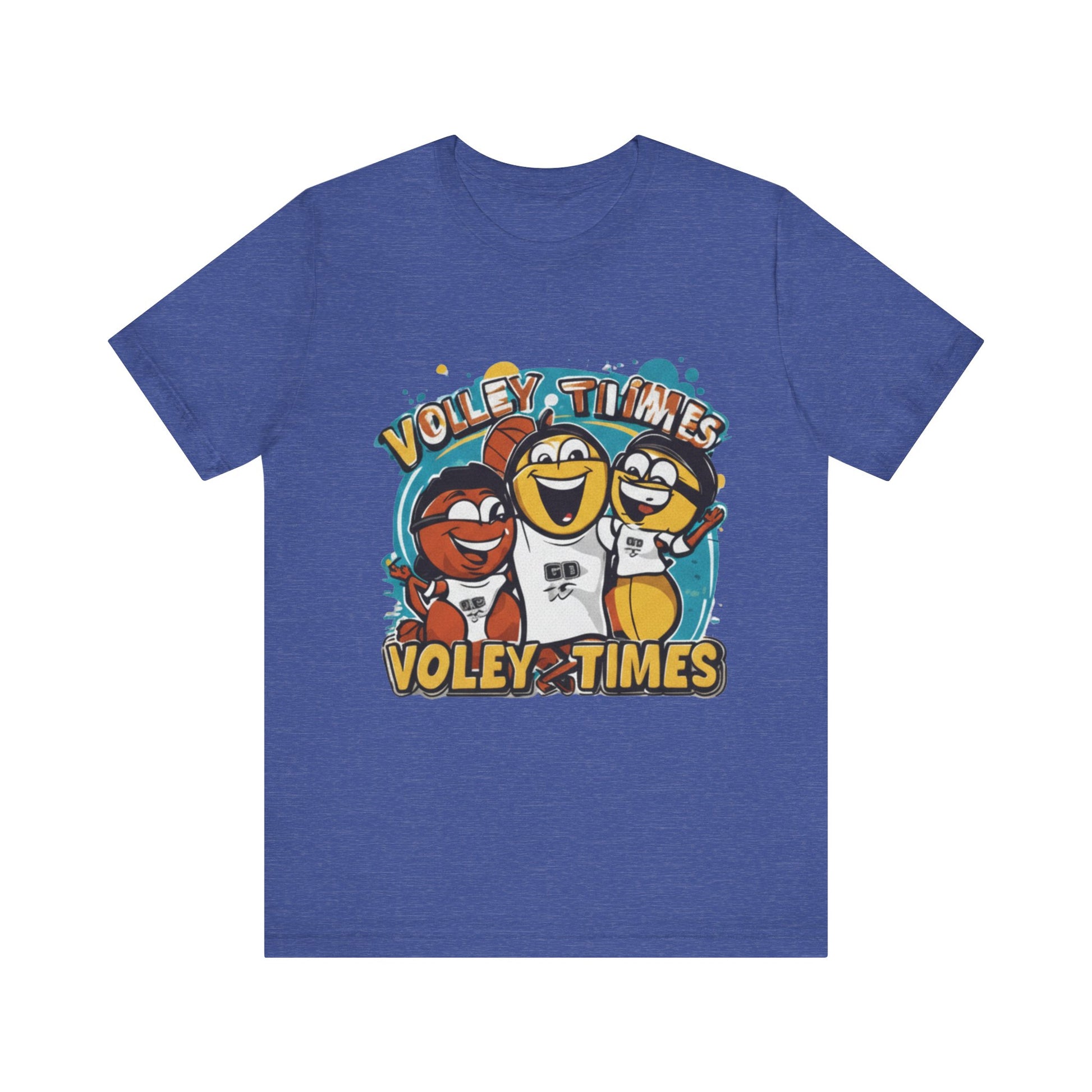 Bright volleyball cartoon design on unisex tee
