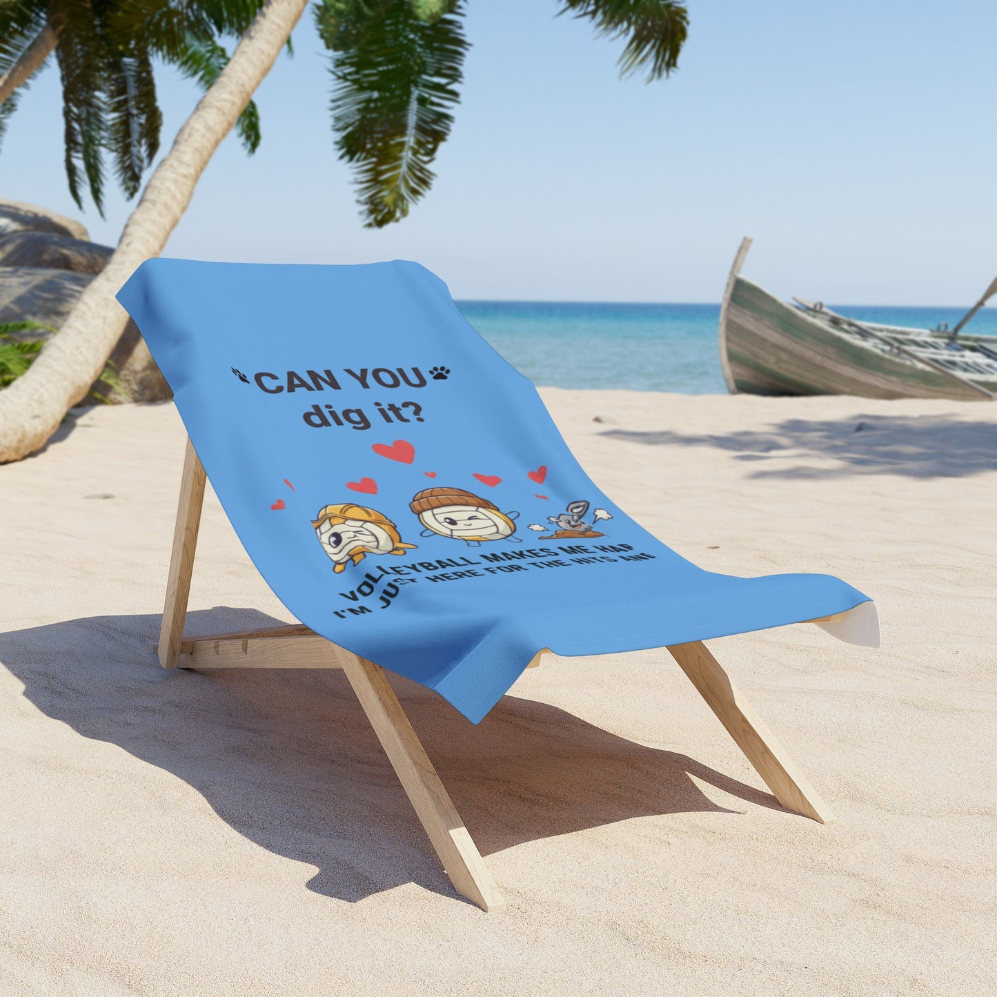 Cute beach towel with volleyball design