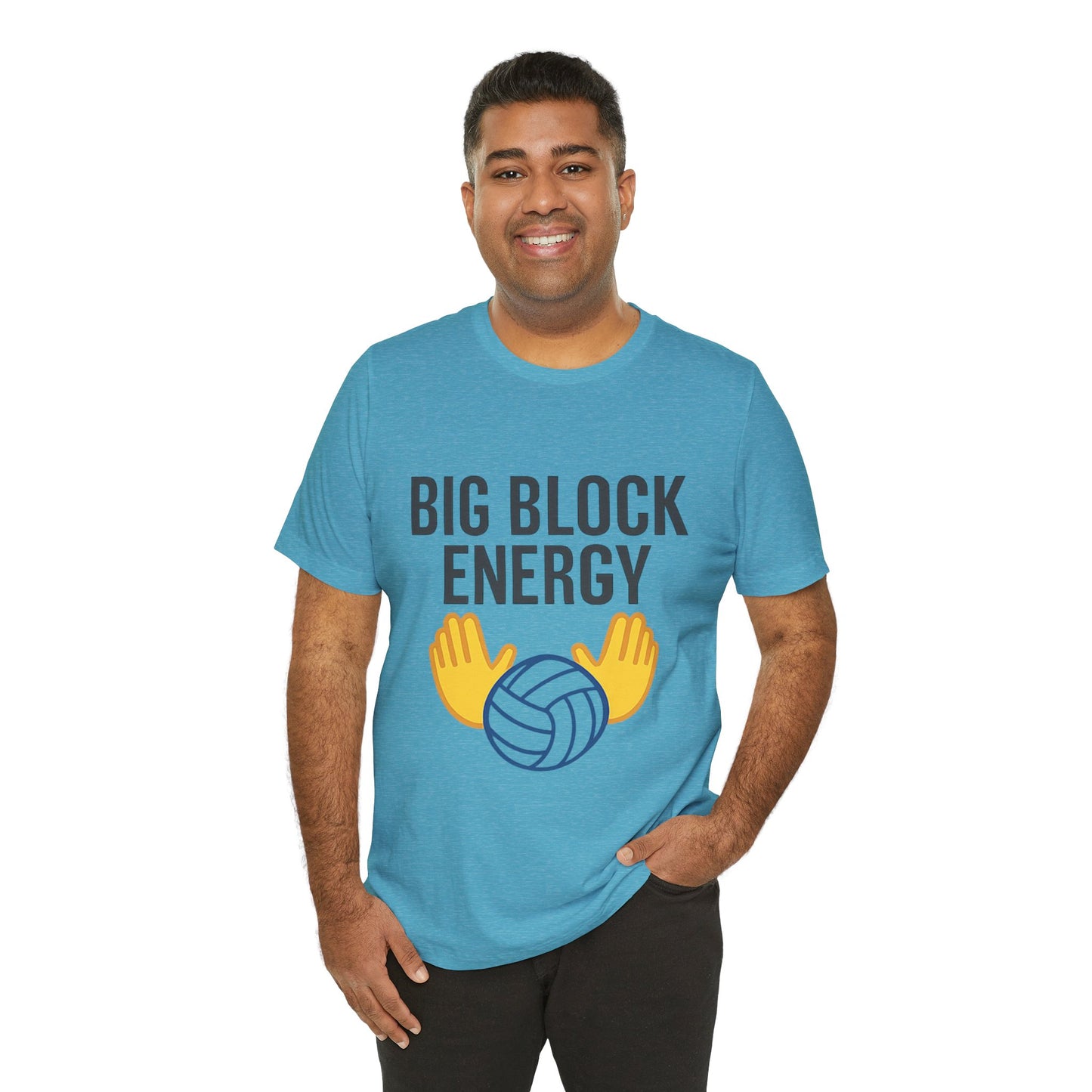 Volleyball-inspired tee with hand-drawn block illustration
