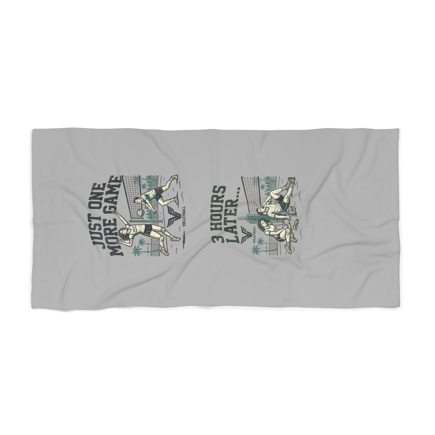 funny volleyball long session beach towel graphic
