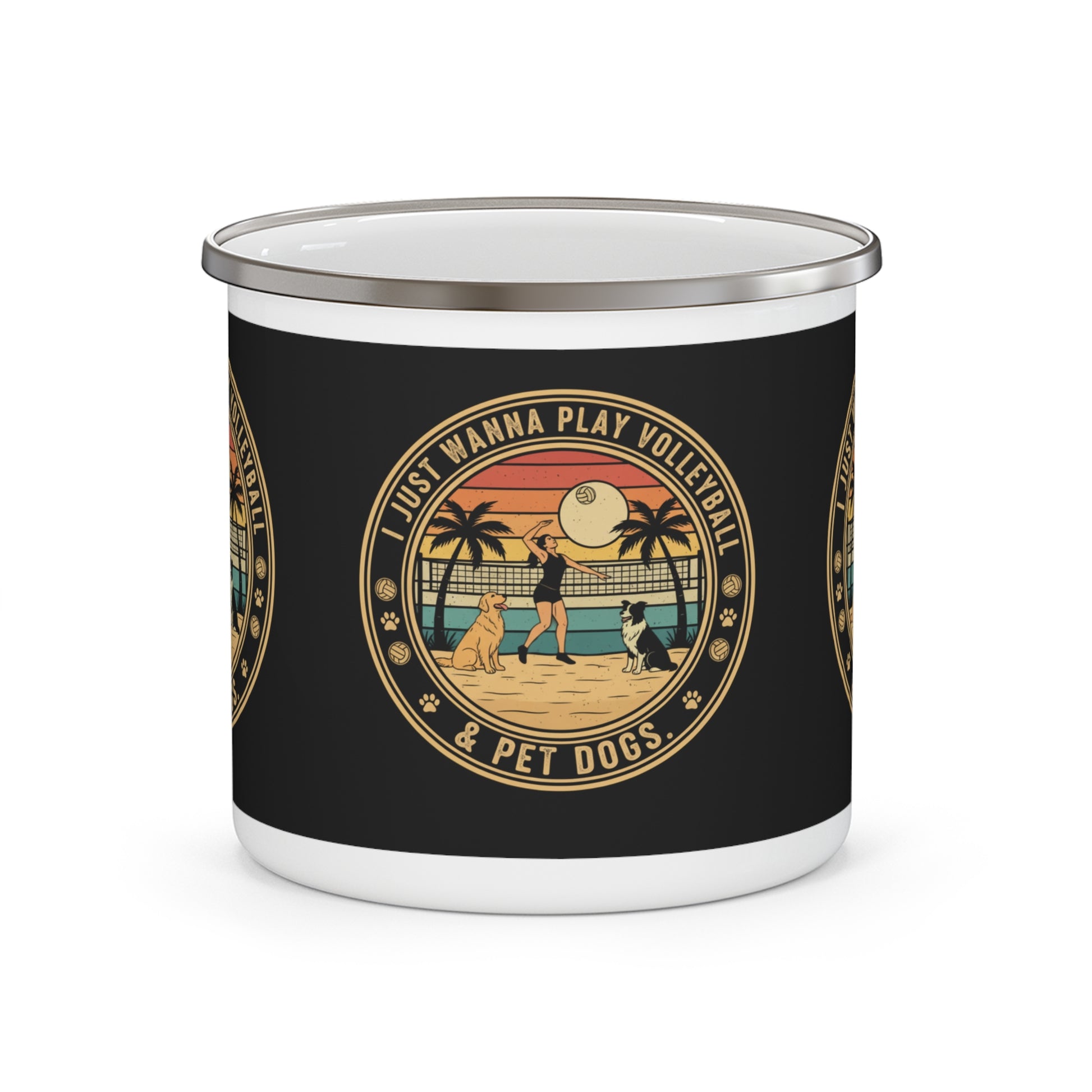 I Just Wanna Play Volleyball & Pet Dogs design on mug.
