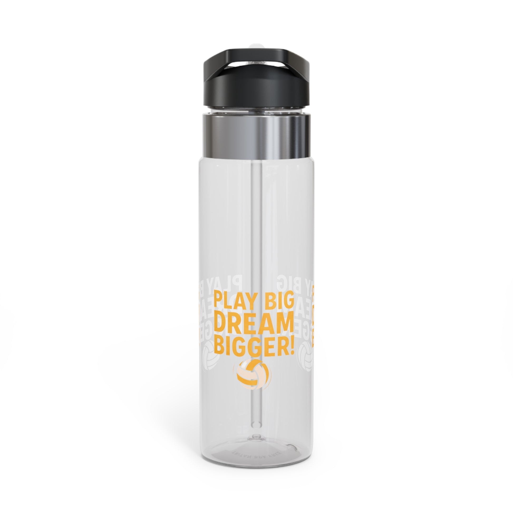 Play Big Dream Bigger volleyball text design with bold stacked layout