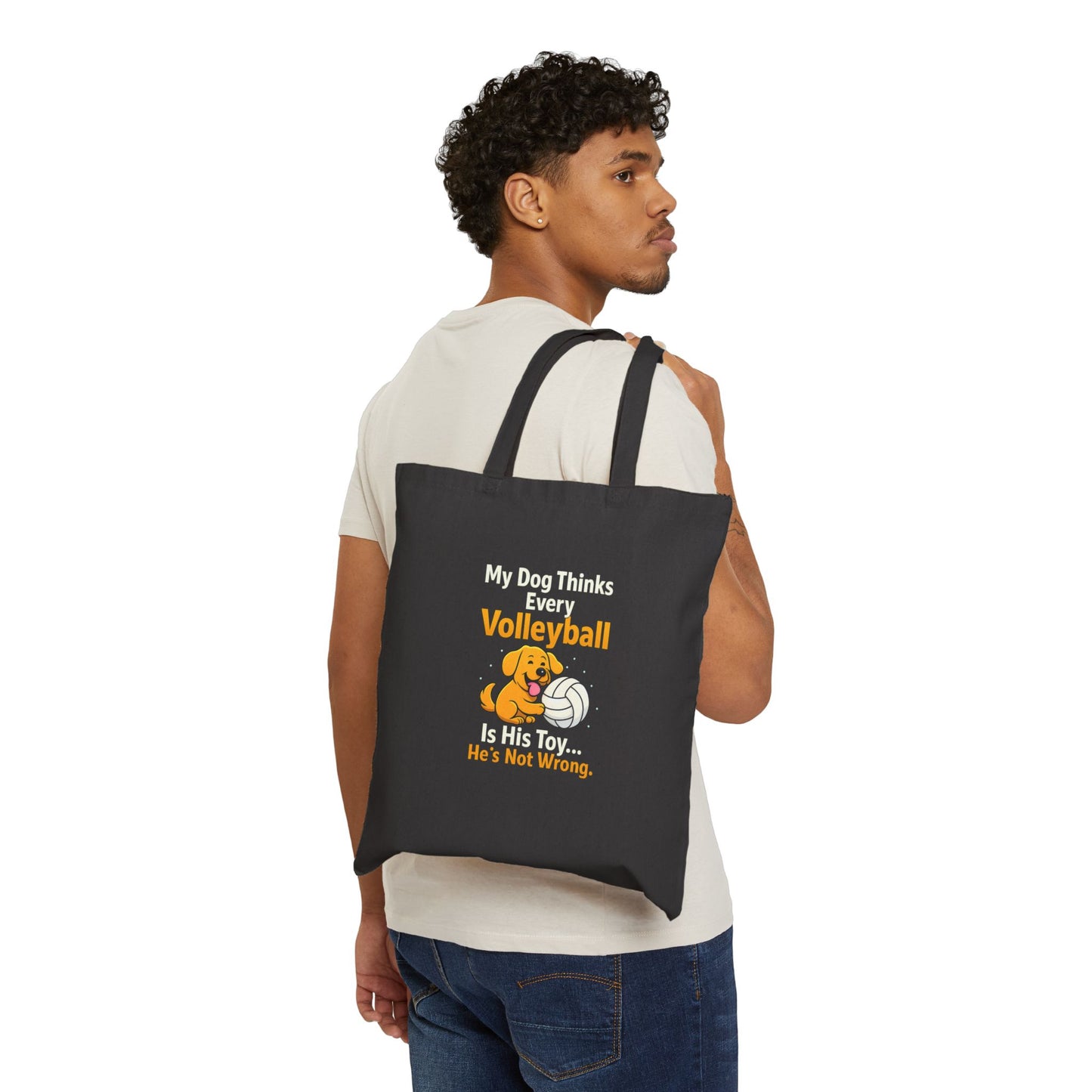 canvas tote bag for volleyball players with dogs