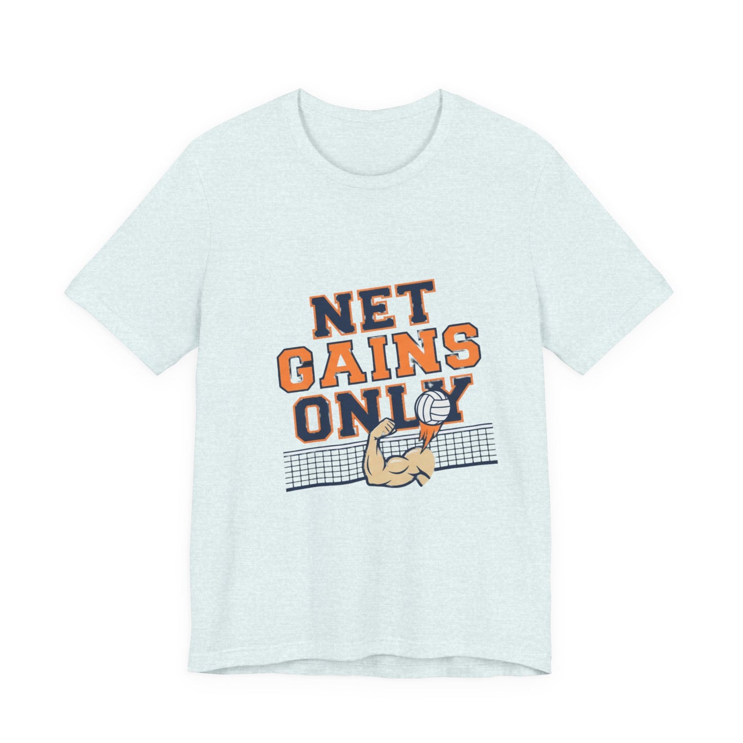 Clean athletic typography graphic on volleyball t-shirt