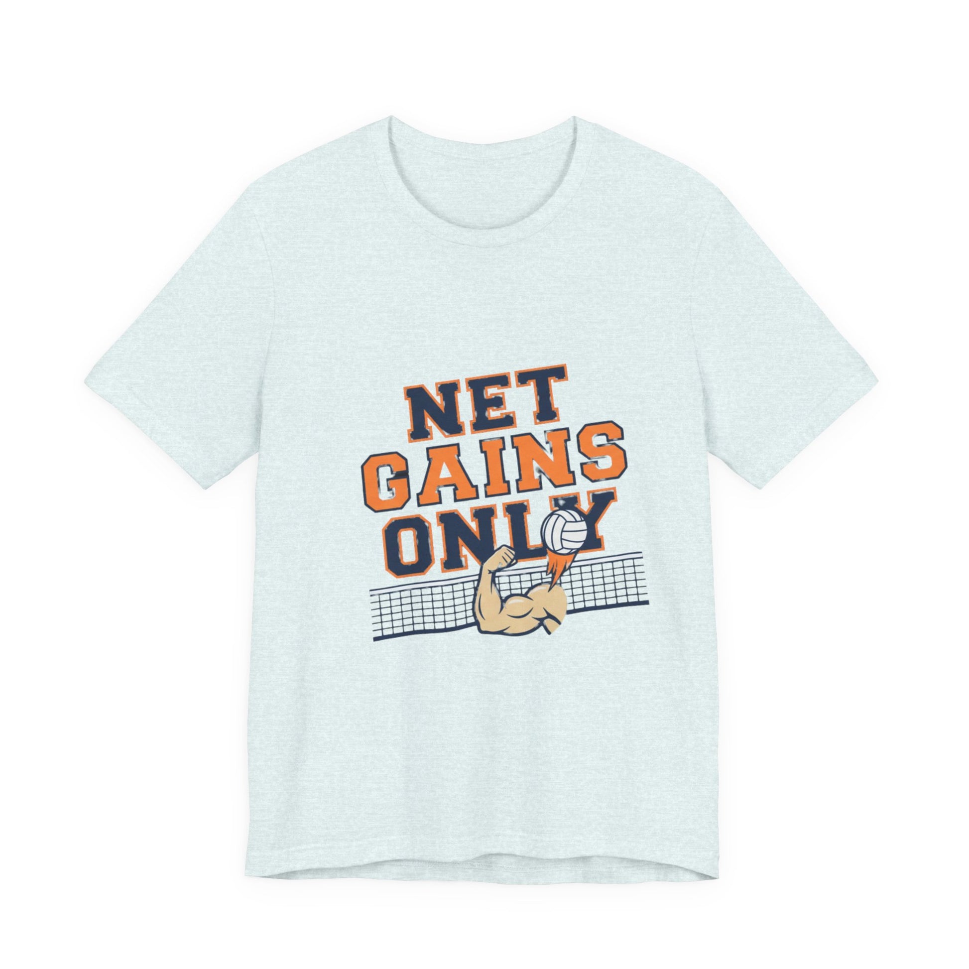 Clean athletic typography graphic on volleyball t-shirt