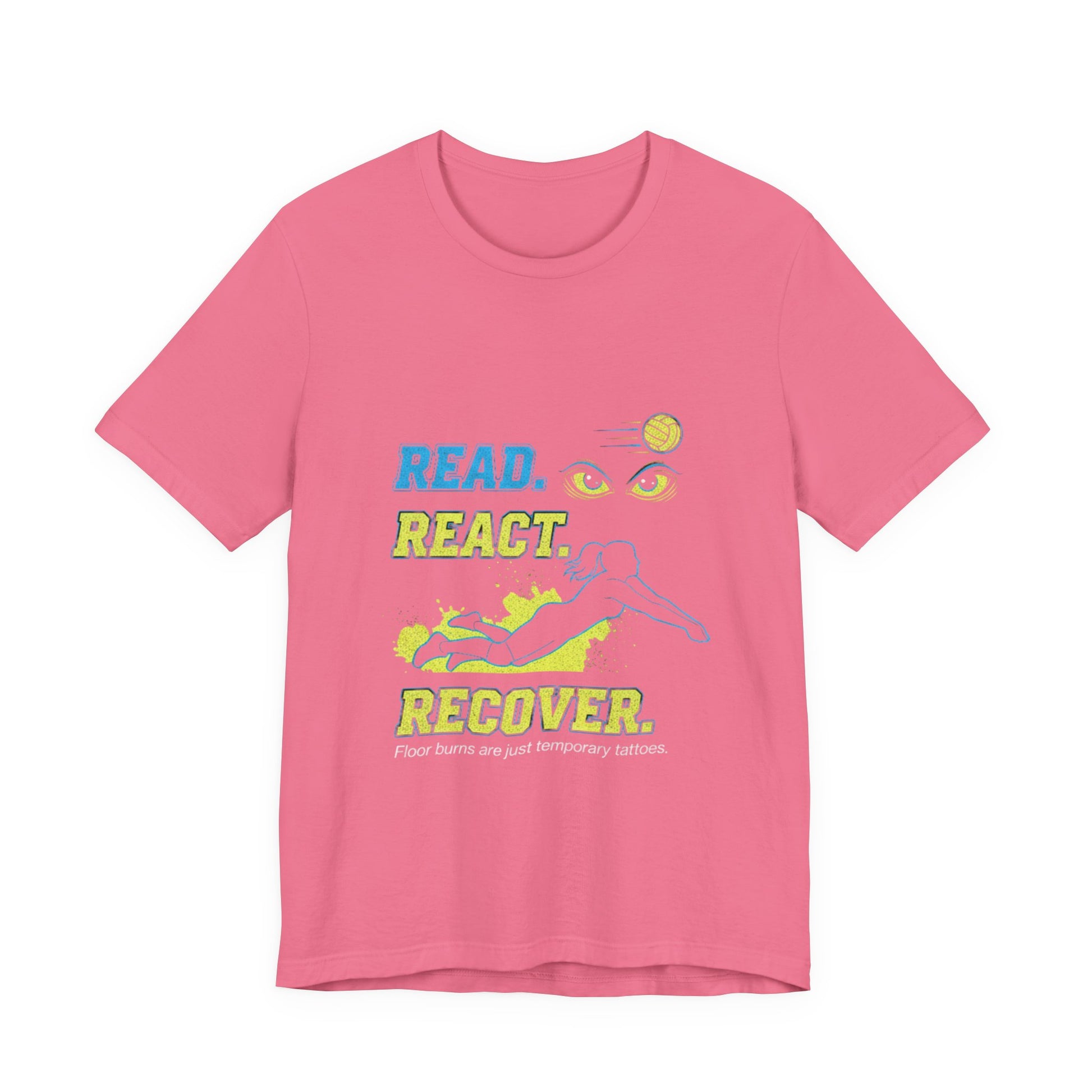 Volleyball reaction and recovery slogan printed t-shirt