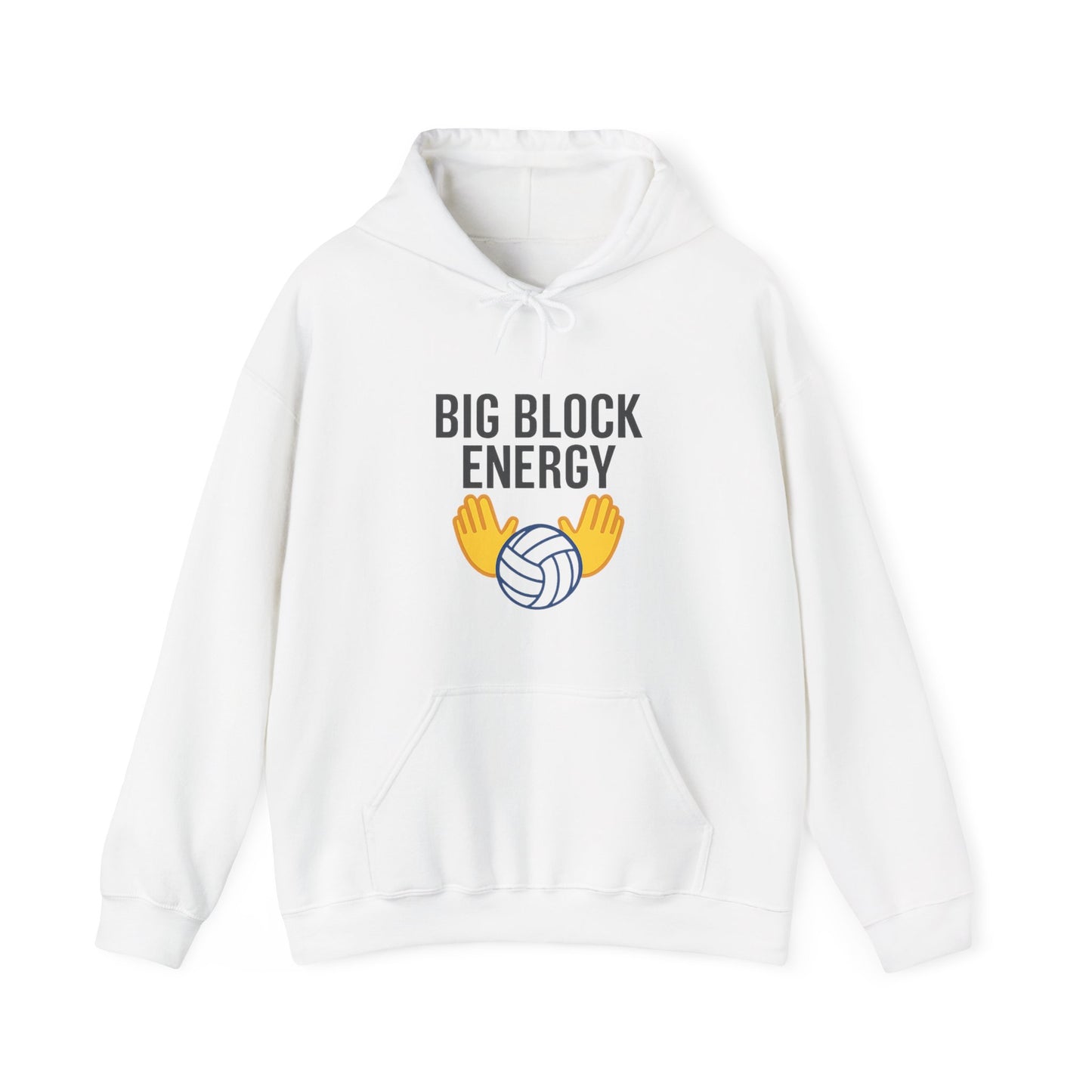 Big Block Energy volleyball hoodie with blocking hands graphic