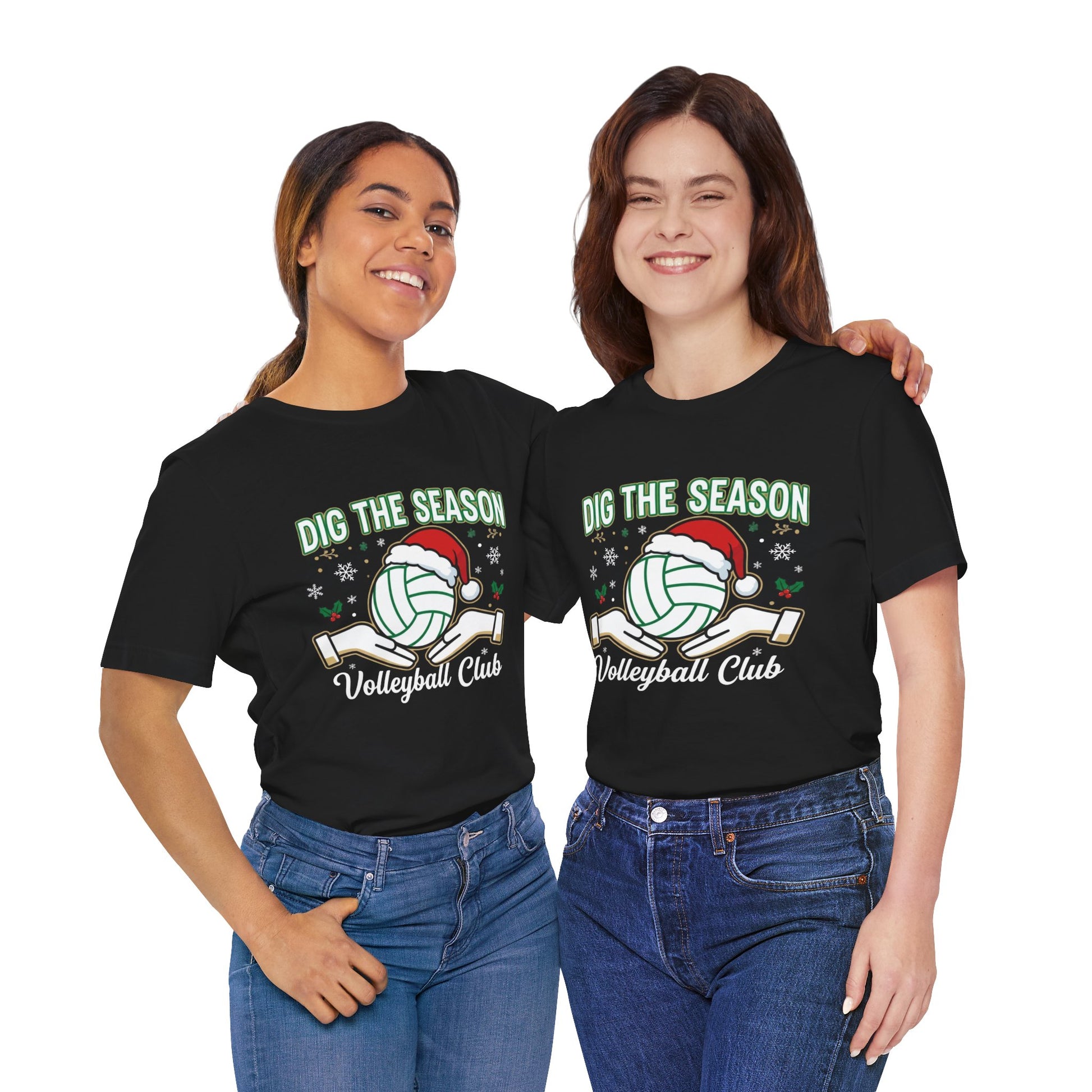Festive volleyball illustration with bold lettering