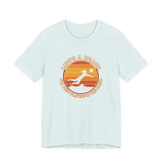 Beach volleyball slogan typography t-shirt