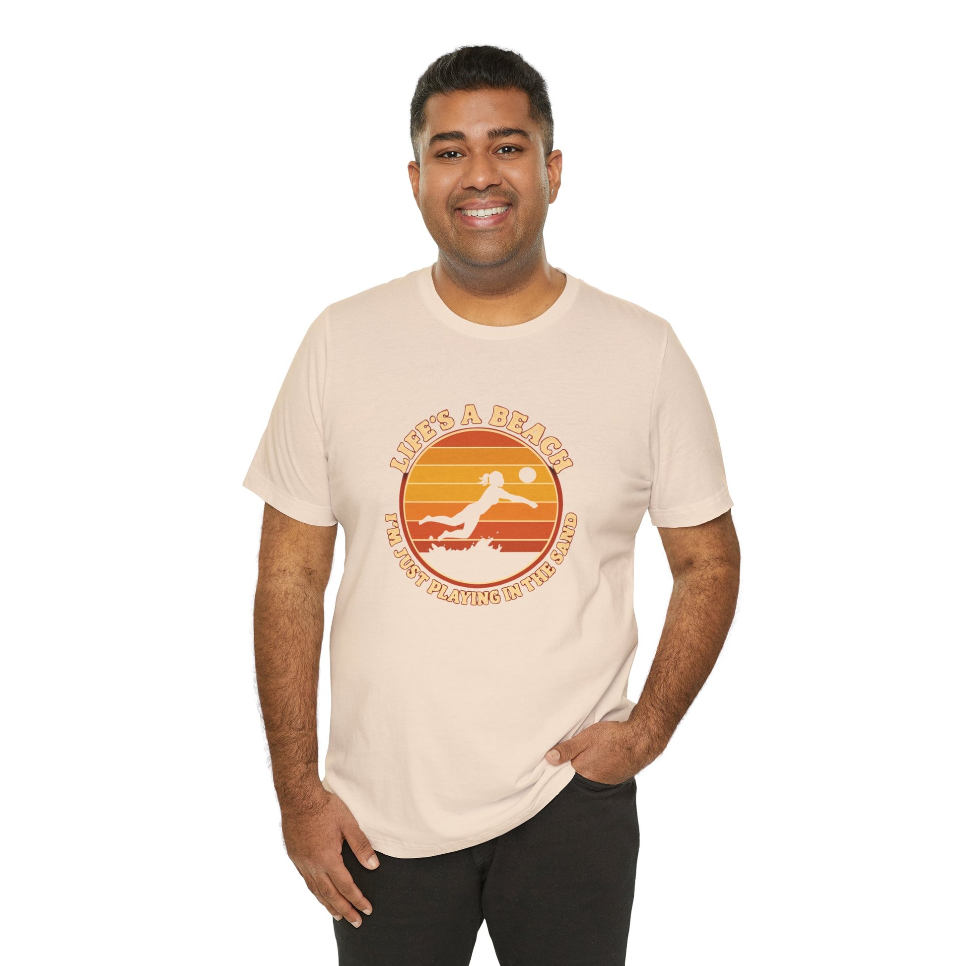 Life’s a beach volleyball phrase tee
