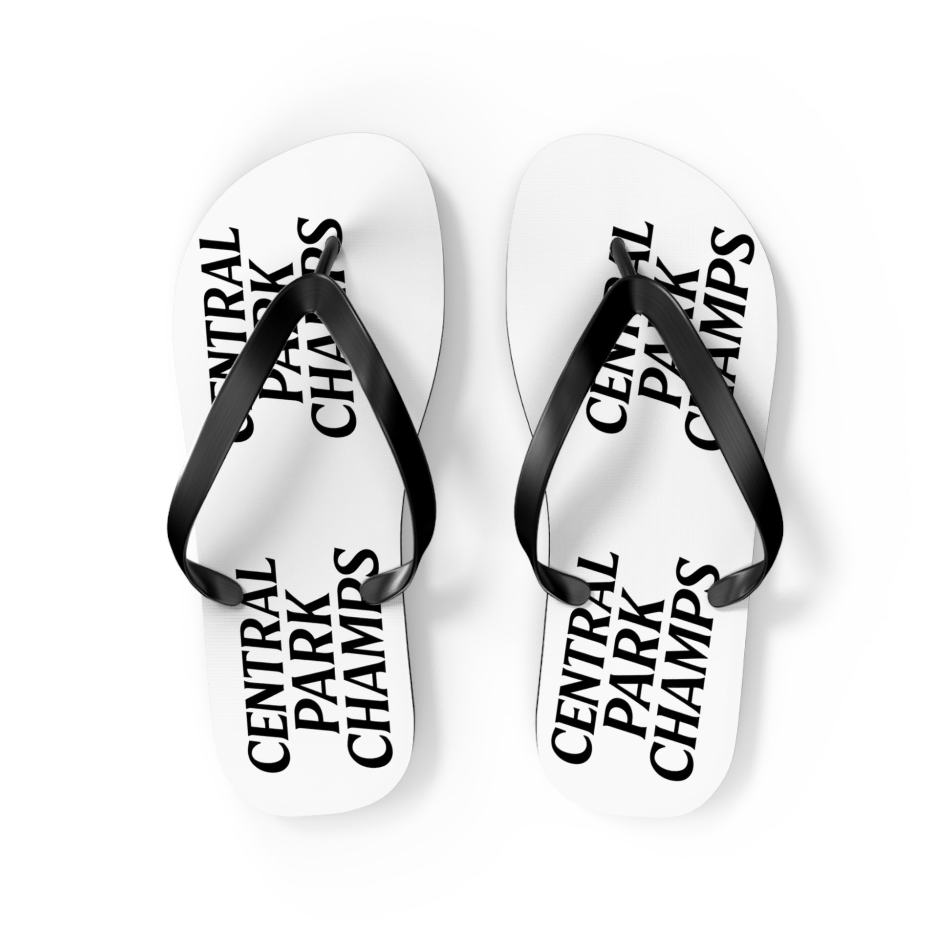 Volleyball flip flops showcasing Central Park Champs graphic