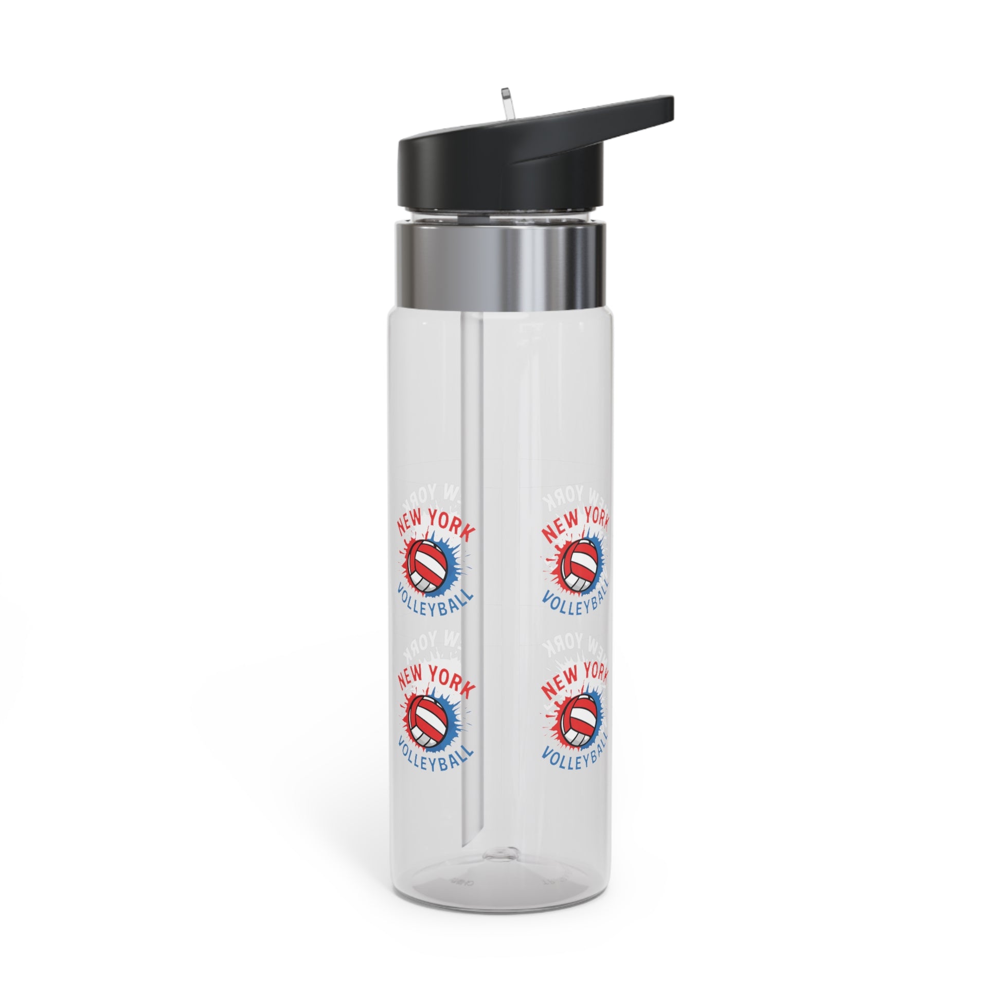 NYC volleyball splash effect on clear Tritan bottle