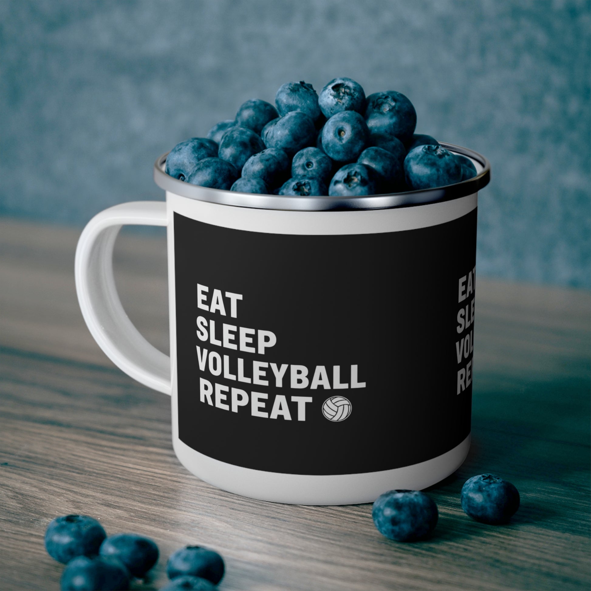 Durable volleyball mug for outdoor use
