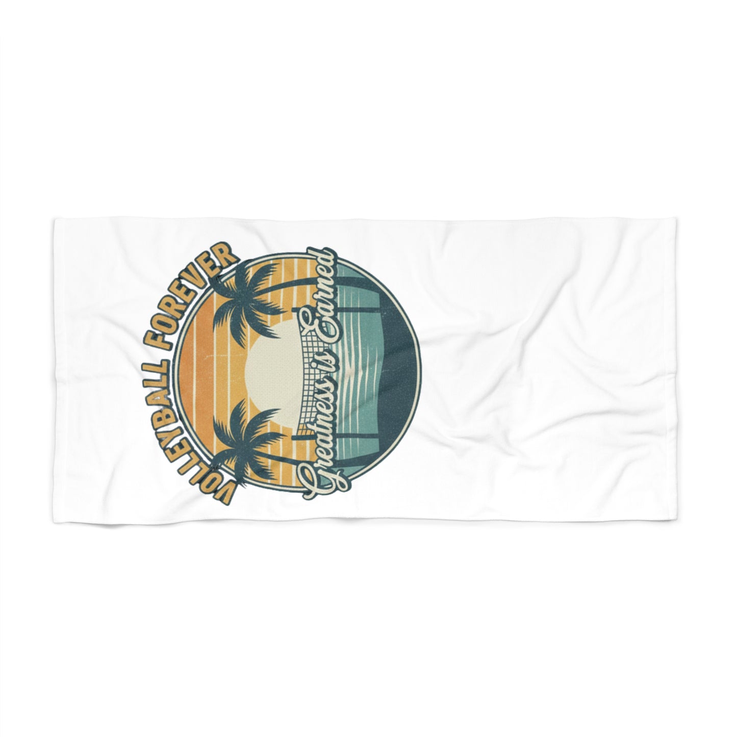 Volleyball lifestyle slogan printed beach towel design