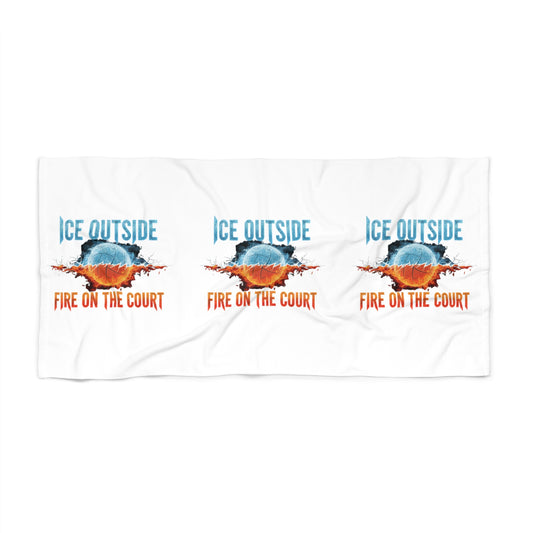 Ice Outside Fire on the Court volleyball slogan beach towel design