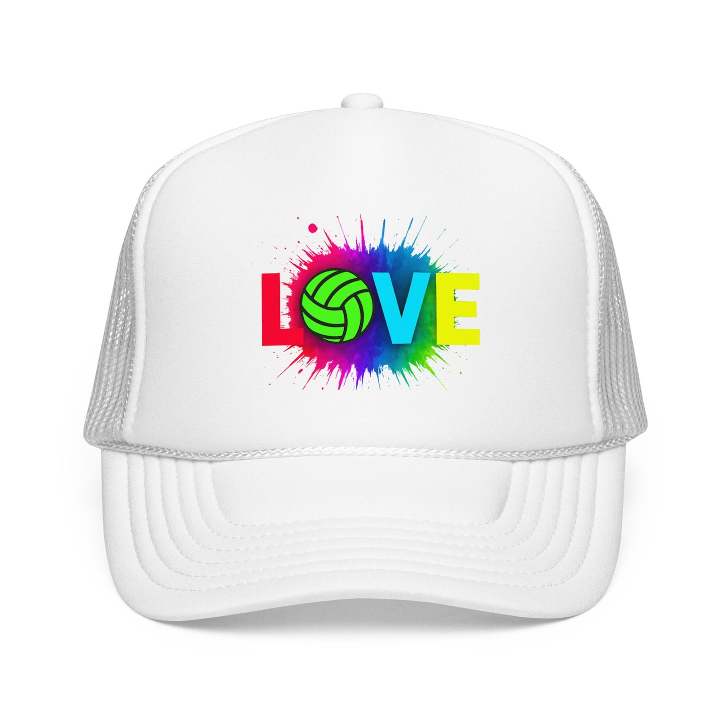 Minimal Love volleyball trucker hat design
