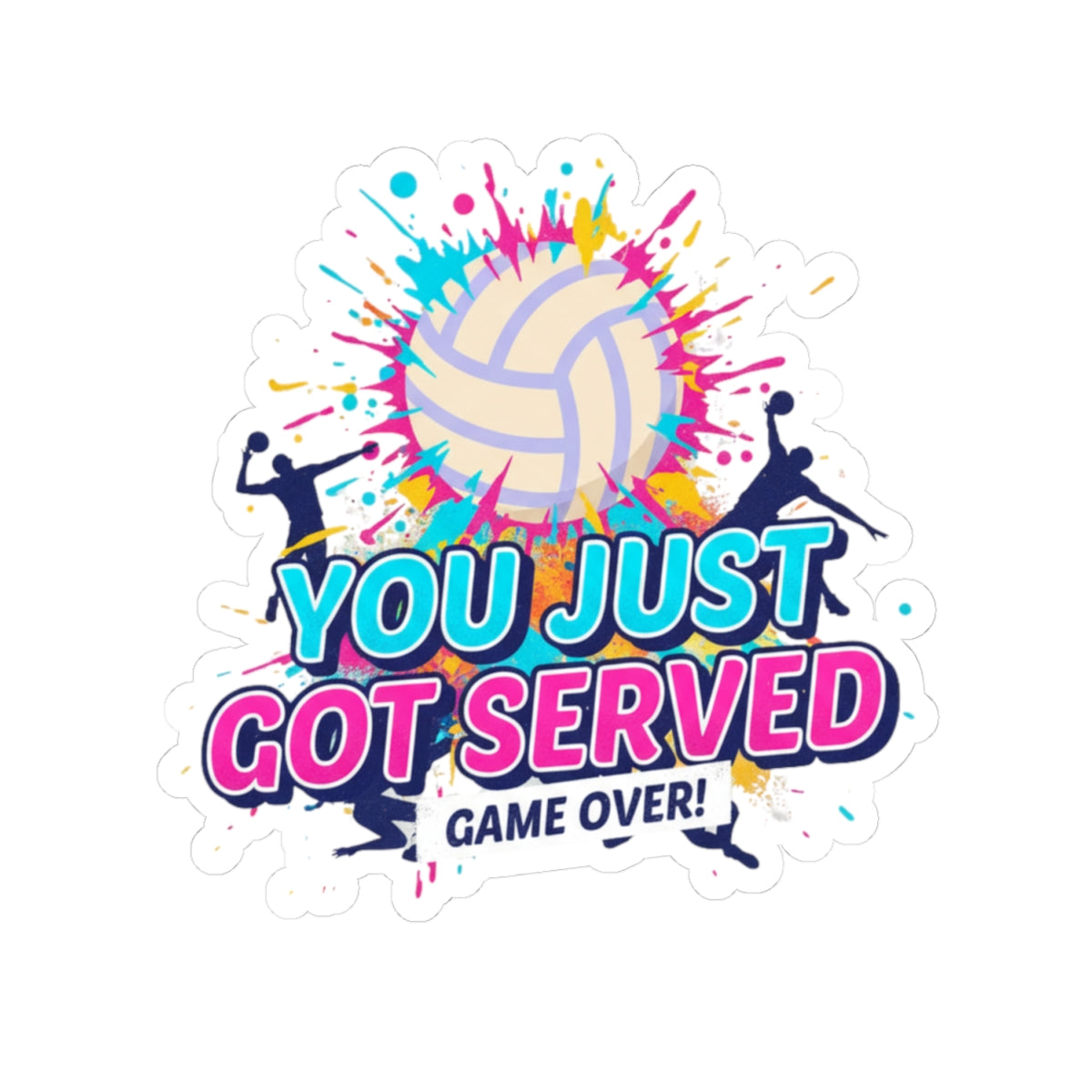 Volleyball sticker on laptop and water bottle
