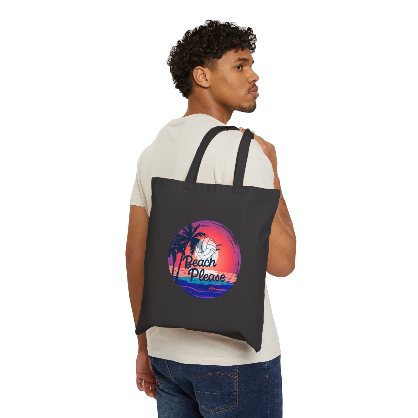 lightweight beach tote with volleyball graphic