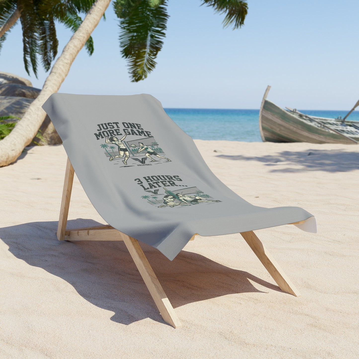 funny volleyball long session beach towel graphic