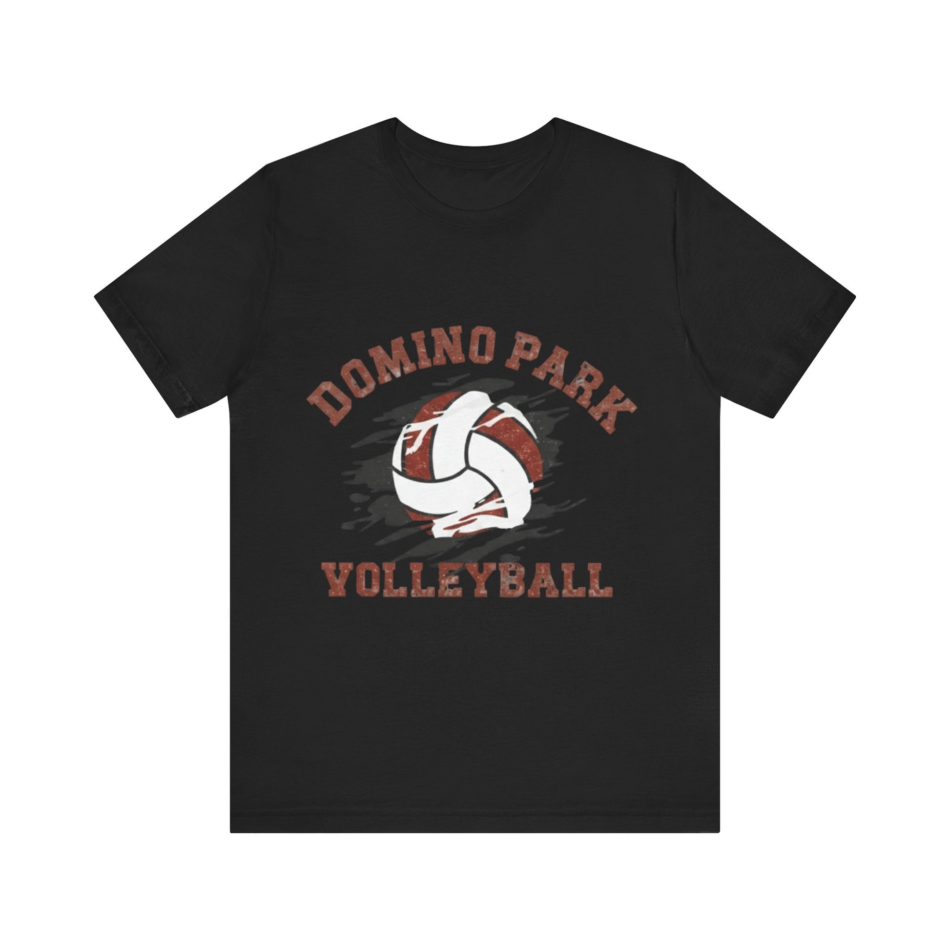 Soft cotton t-shirt featuring a colorful volleyball illustration.