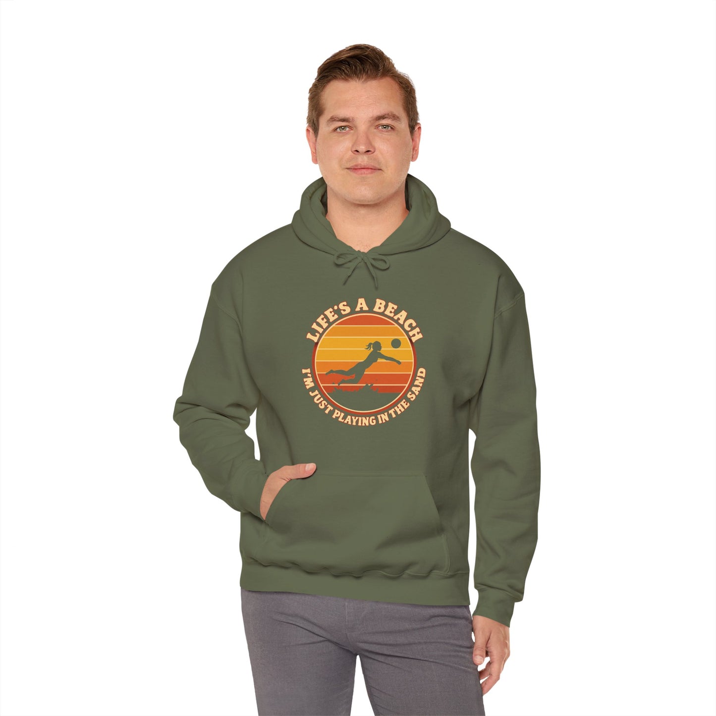 Beach volleyball humor text hoodie design
