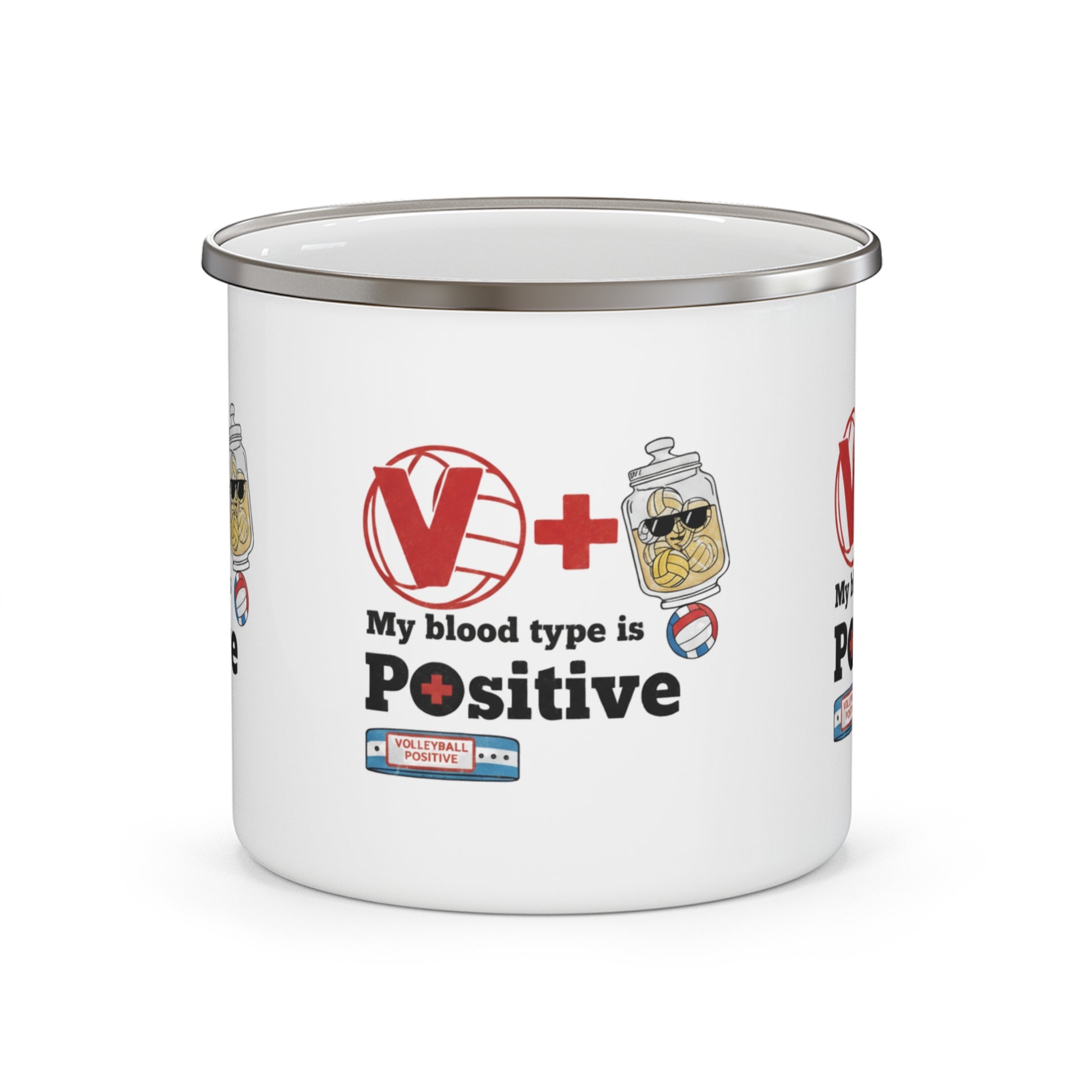 My Blood Type is Volleyball Positive enamel mug