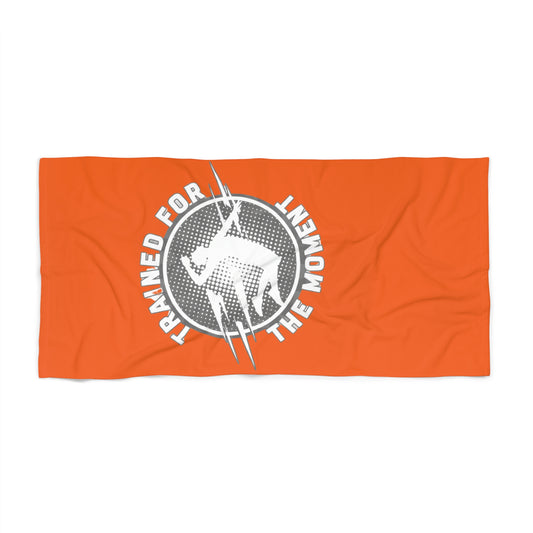 Trained for the Moment volleyball beach towel typography design