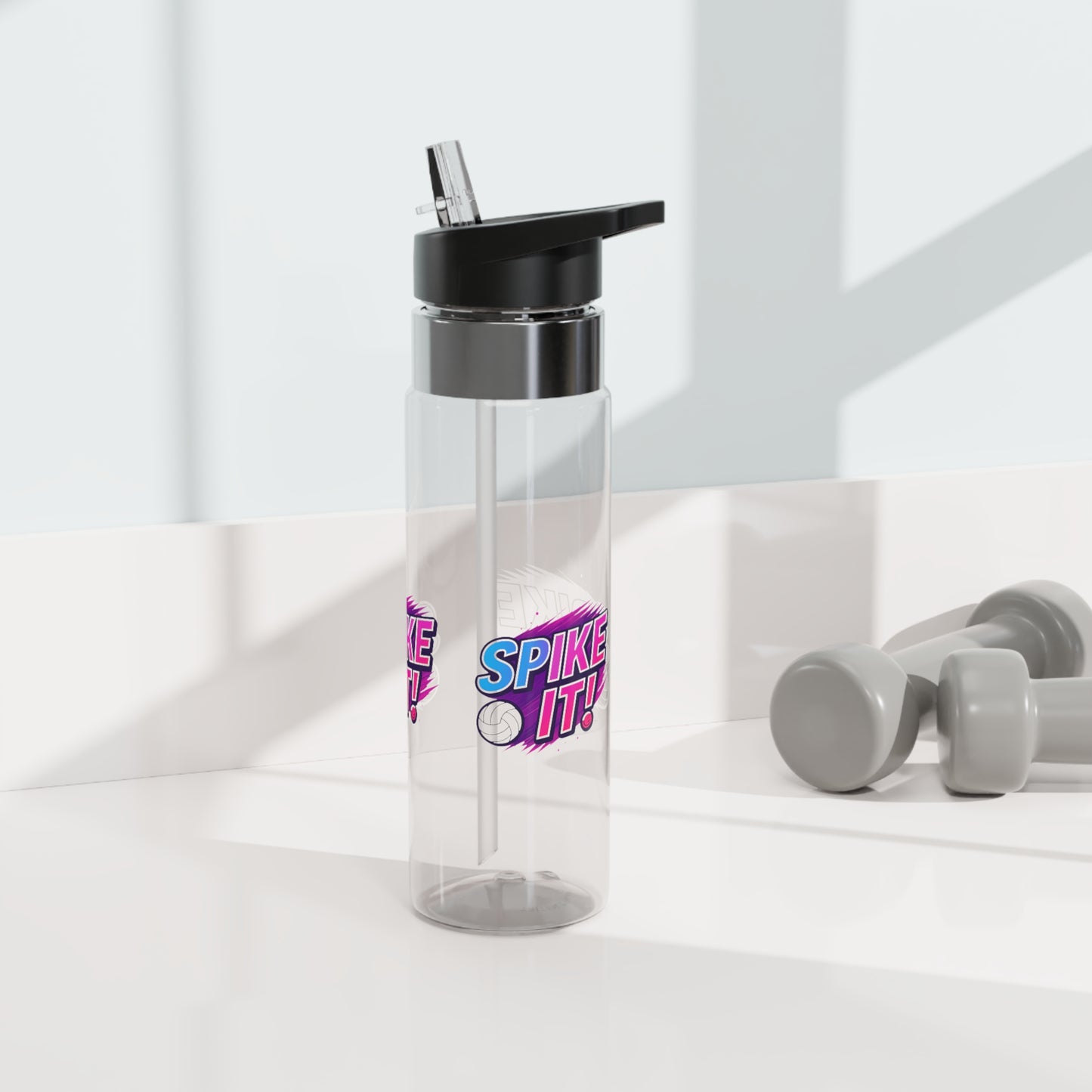 Strong block font Spike It water bottle design