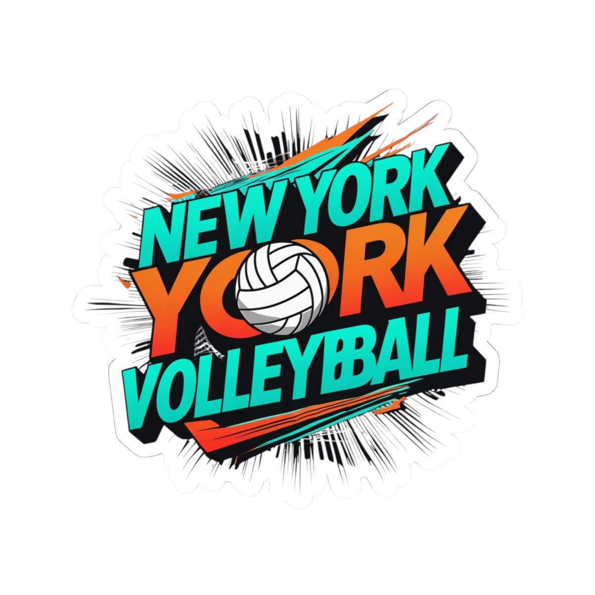 Volleyball aesthetic sticker with “New York Volleyball” lettering