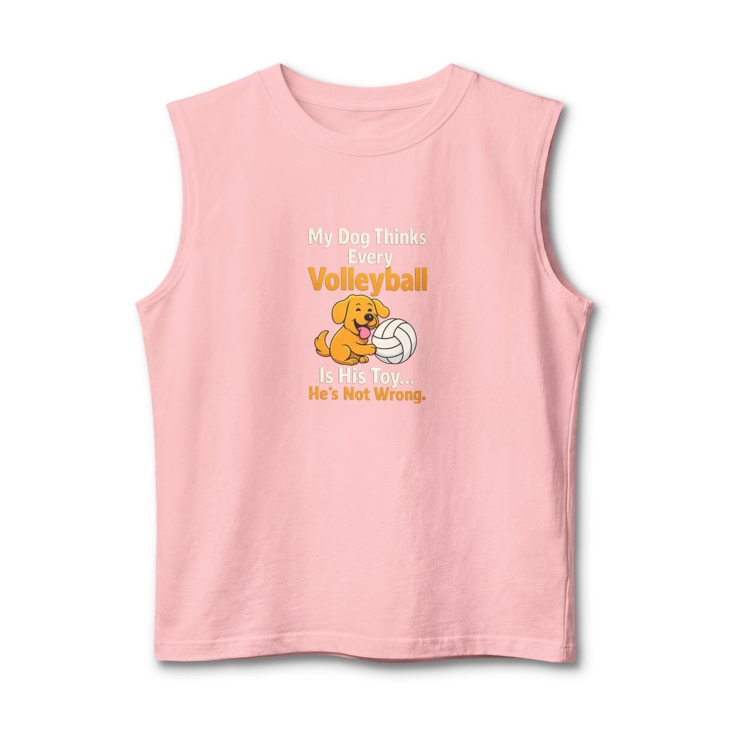 Funny dog and volleyball sleeveless shirt design