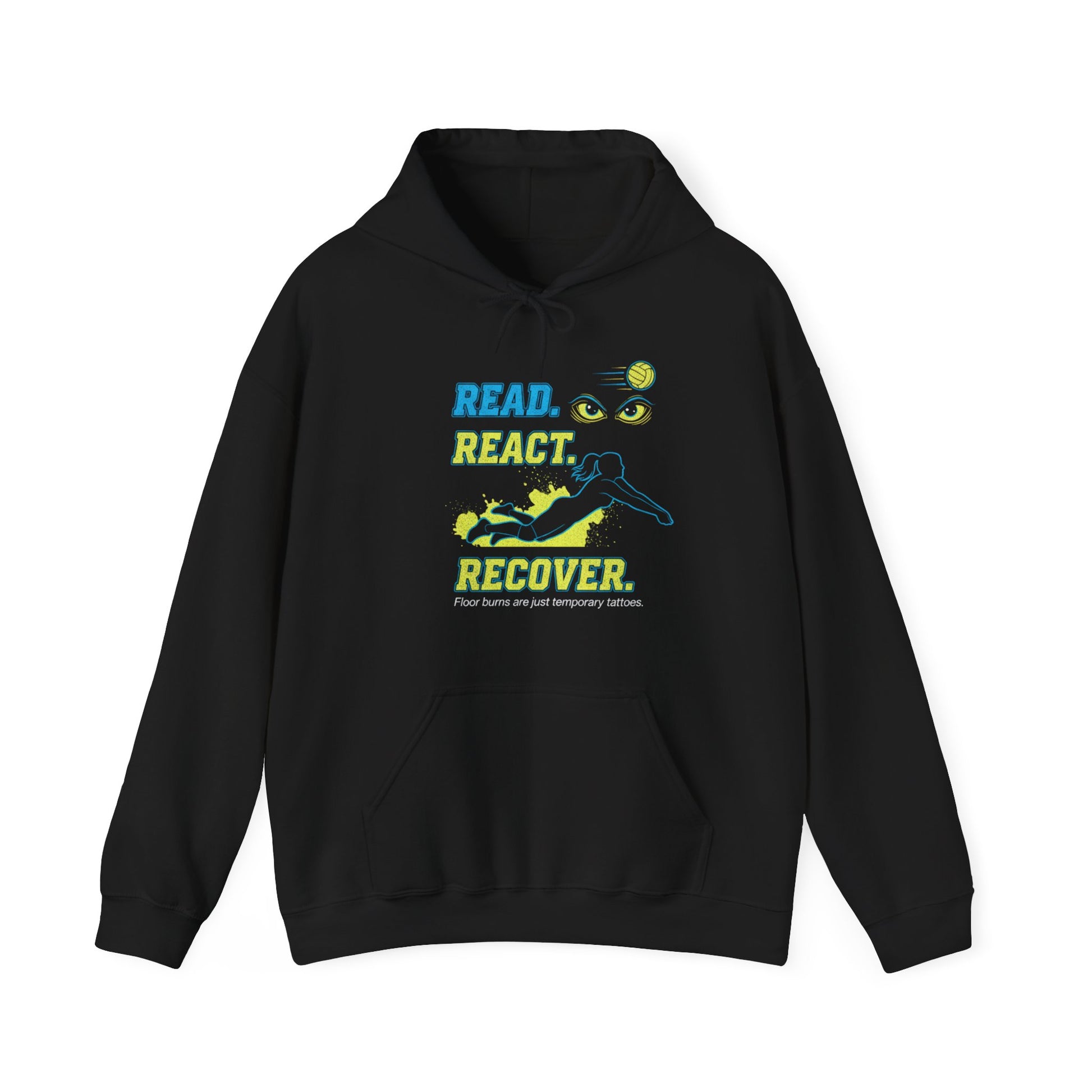 Read React Recover volleyball hoodie typography design