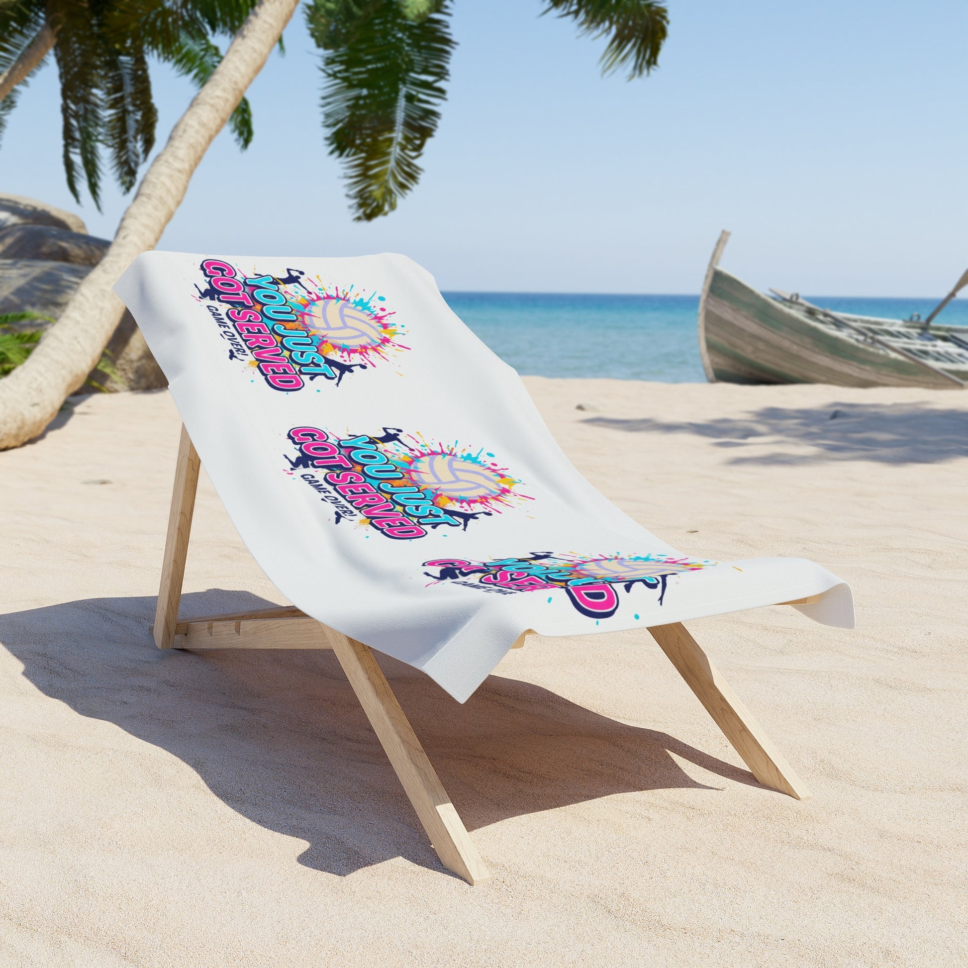 You Just Got Served Game Over volleyball towel with colorful splash design