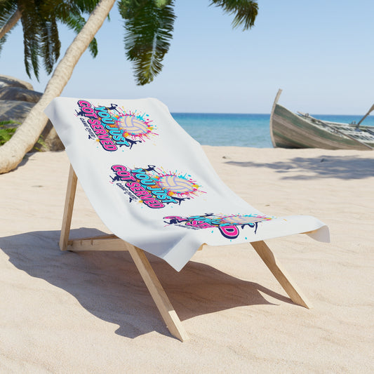 You Just Got Served Game Over volleyball towel with colorful splash design
