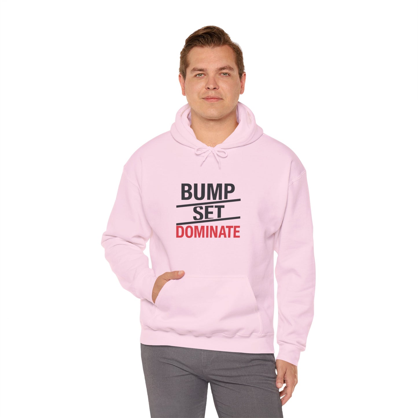 Athletic-style hoodie with motivational volleyball phrase