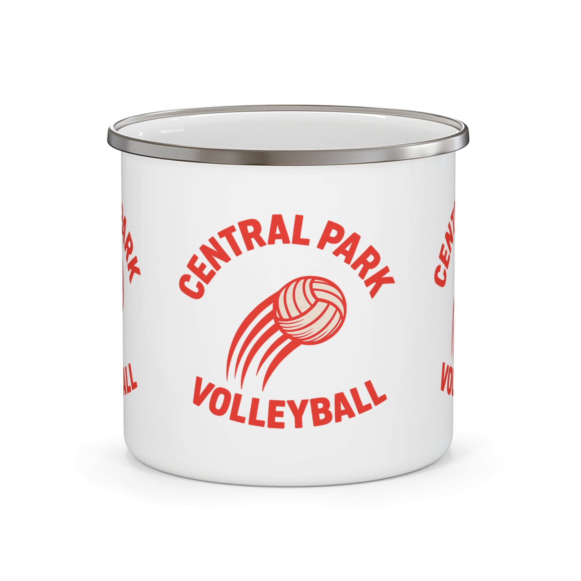 Gift-ready enamel mug for volleyball lovers and travelers