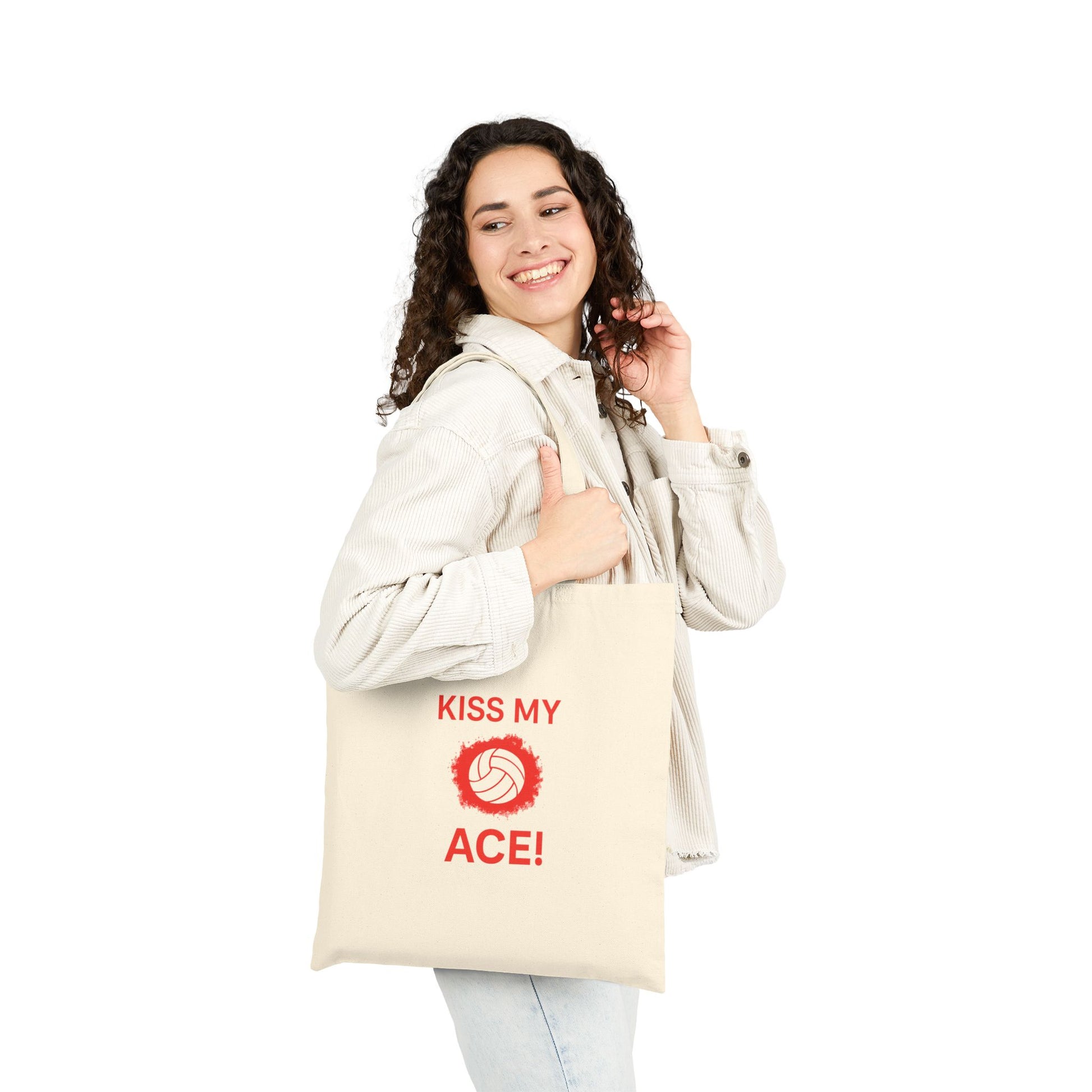 canvas volleyball bag with kiss my ace design