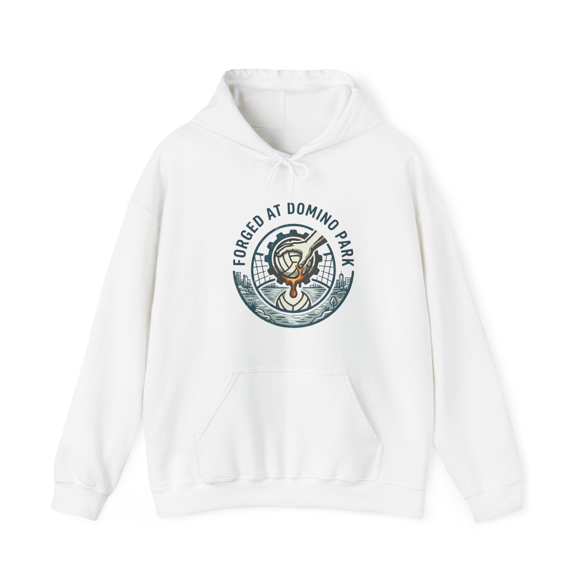 Forged at Domino Park volleyball hoodie typography design