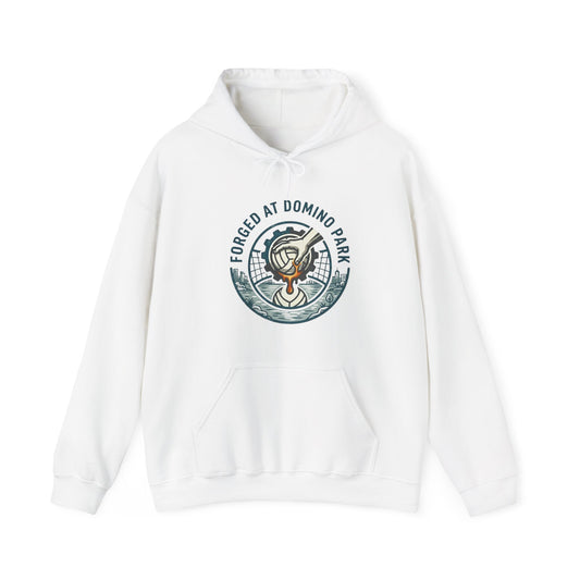 Forged at Domino Park volleyball hoodie typography design
