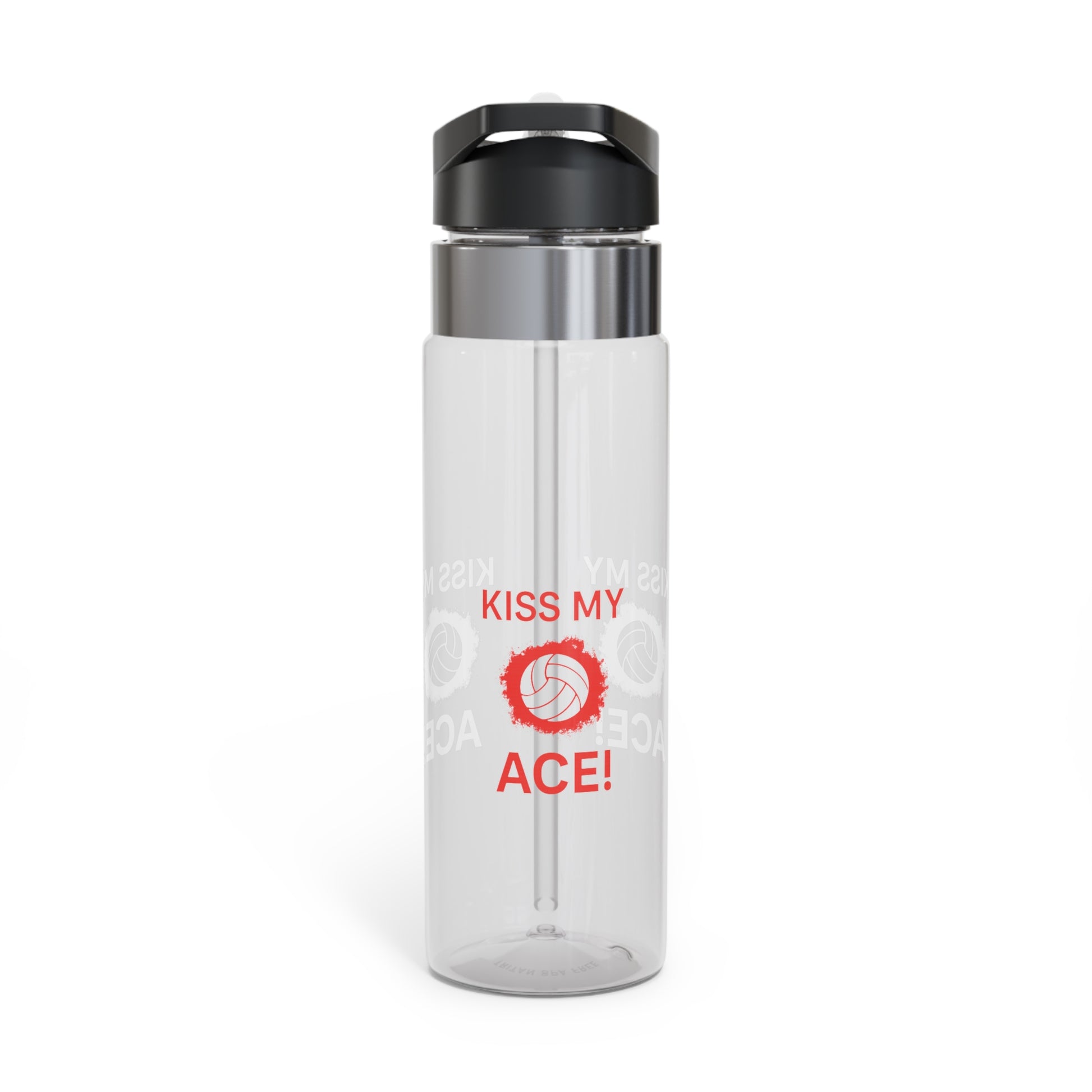 Funny volleyball phrase Kiss My Ace on clear bottle