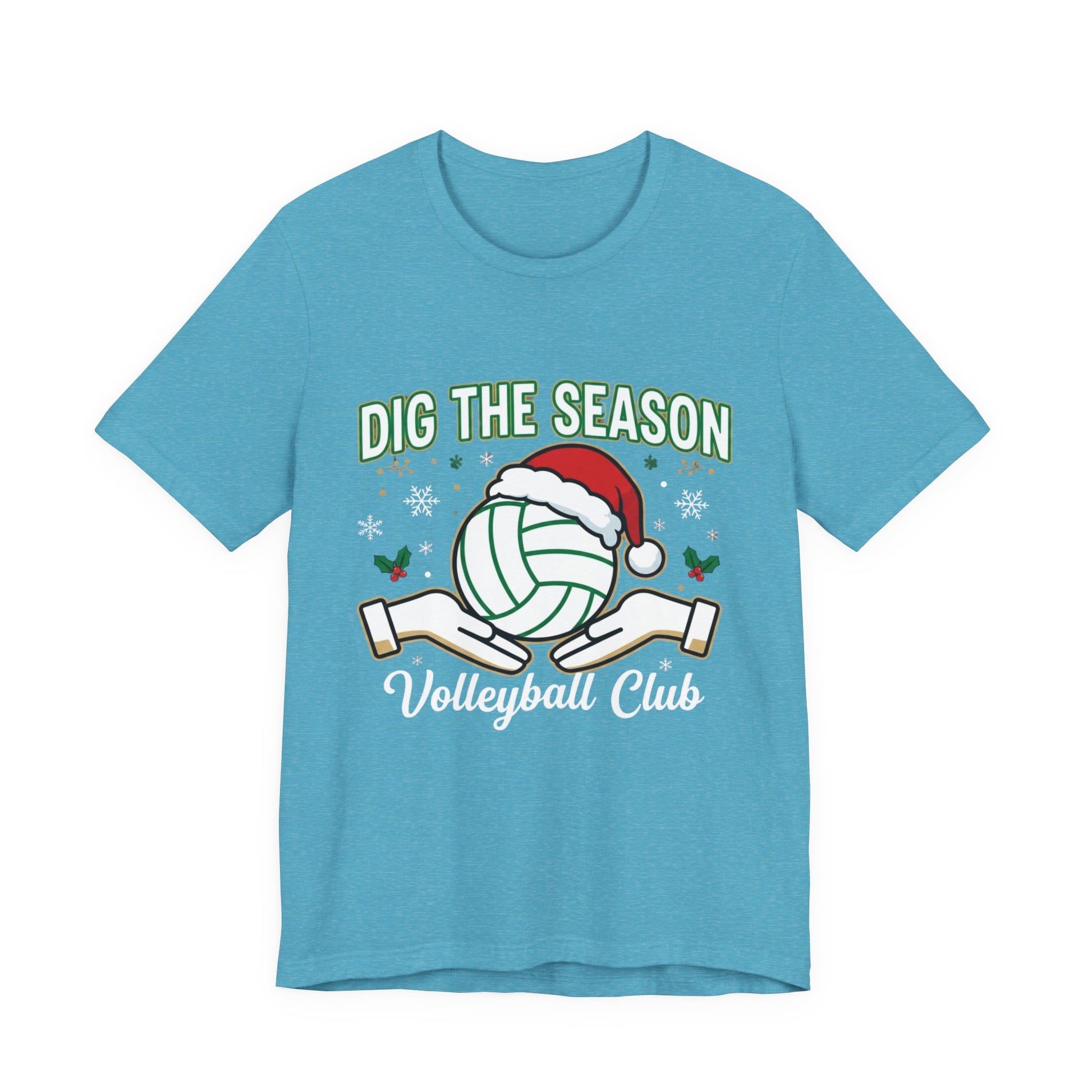 Volleyball holiday tee featuring playful court humor