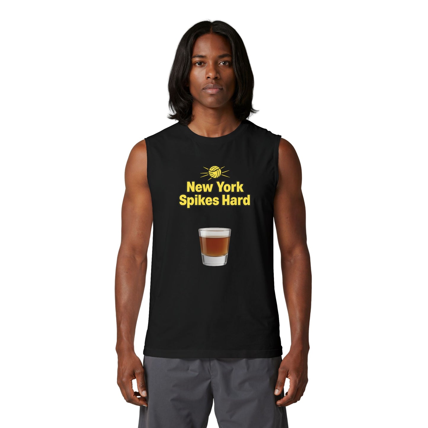 City-inspired volleyball tank top with dynamic graphic