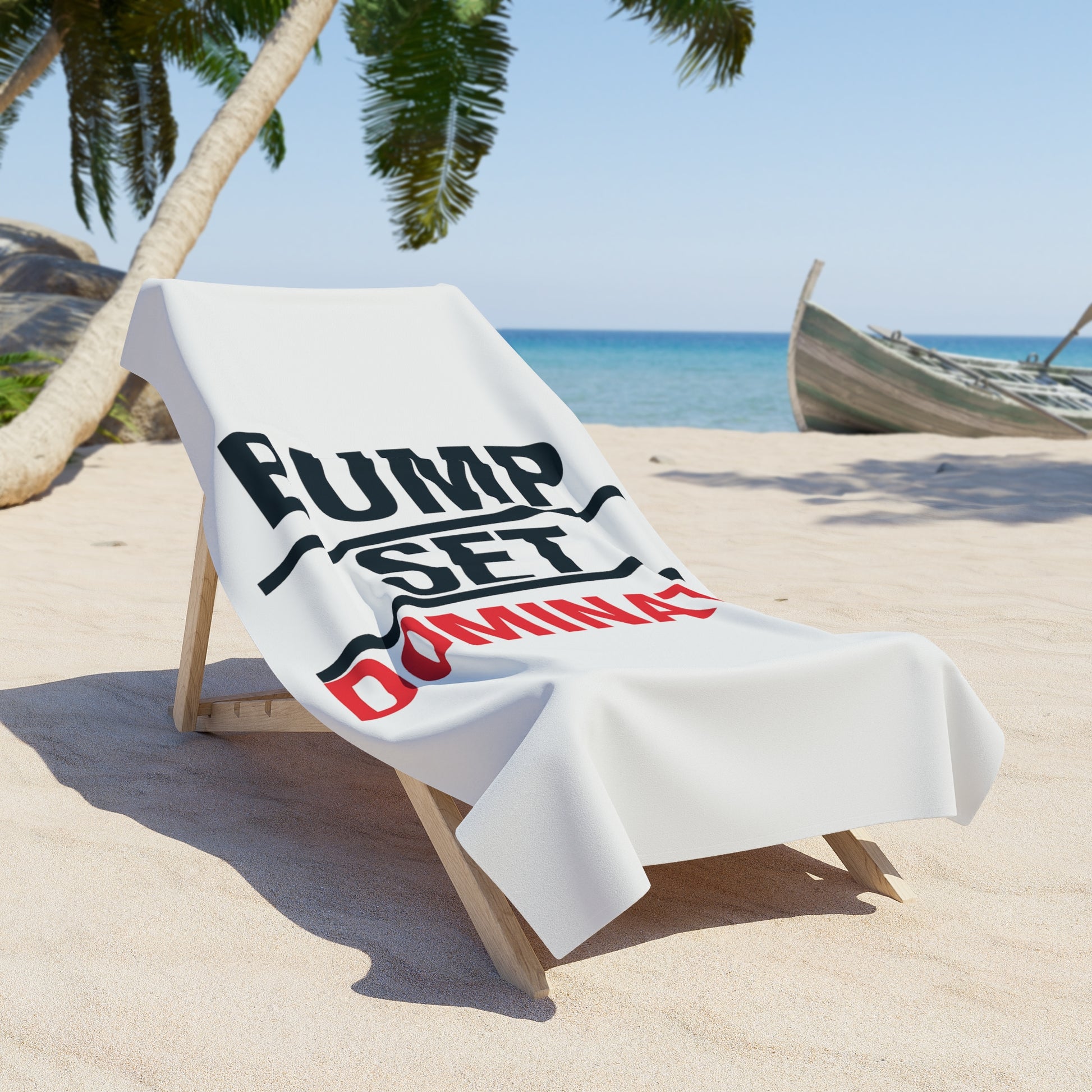 Colorful sports towel with large volleyball text