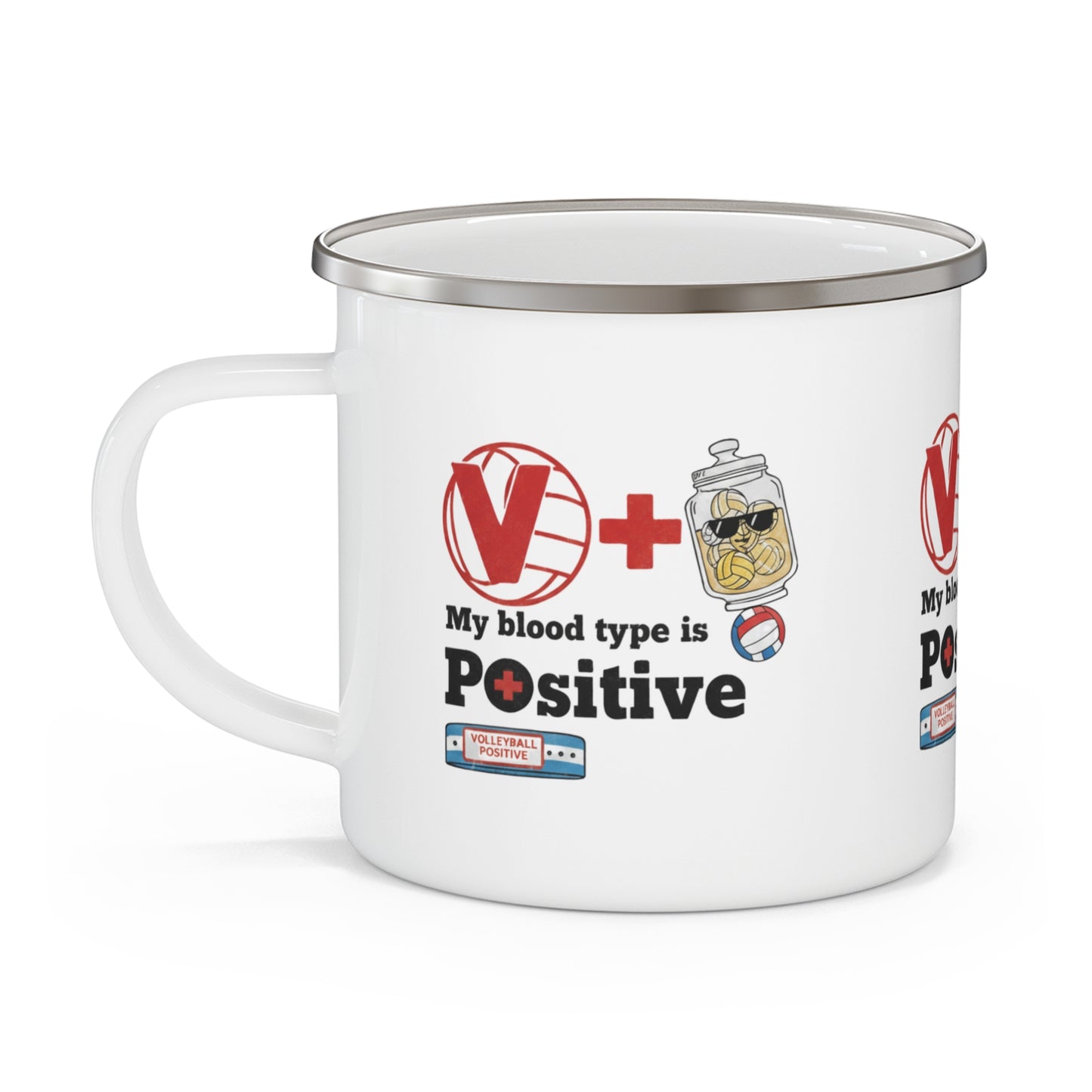 Volleyball fan enamel drinkware