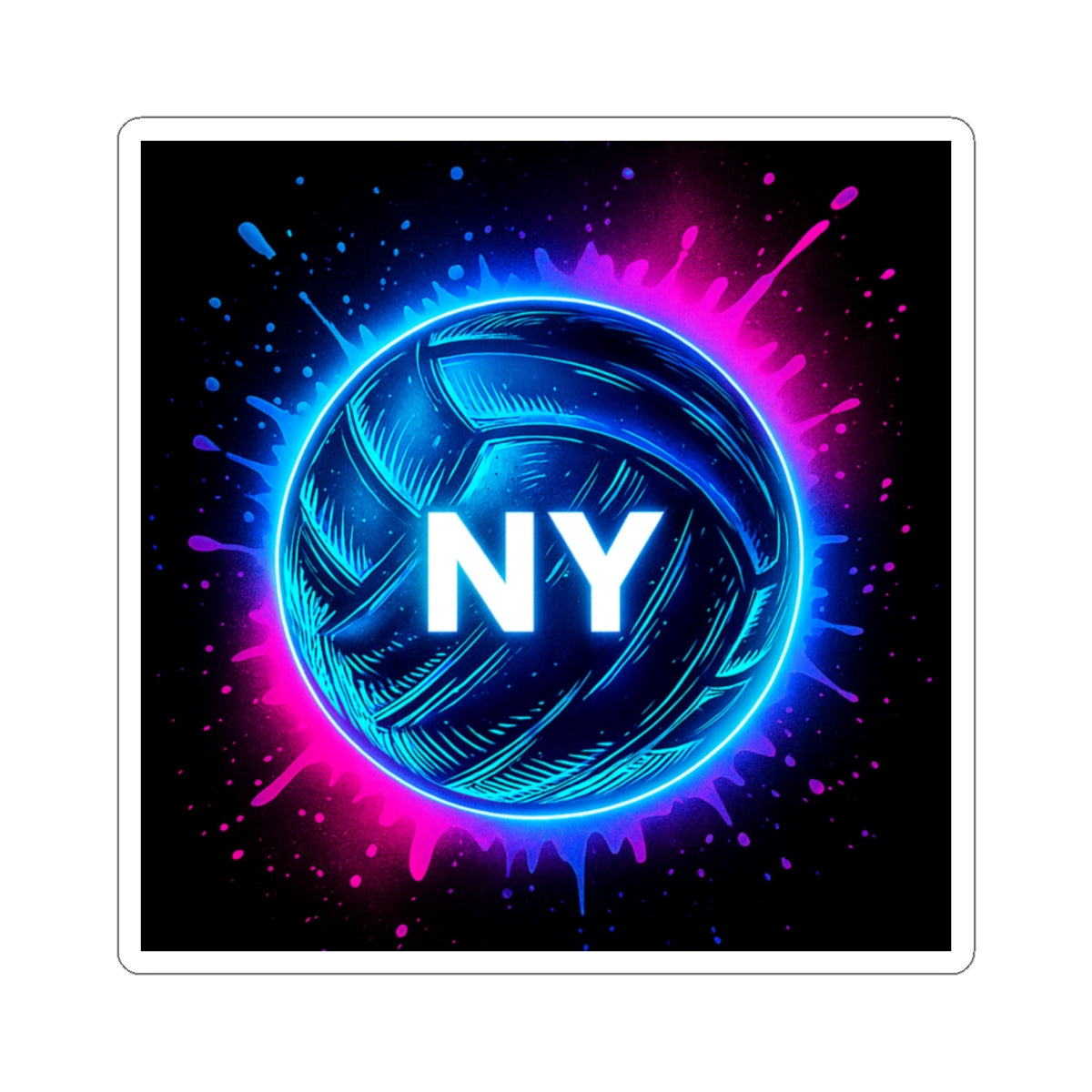 Vibrant kiss-cut sticker featuring beach volleyball art