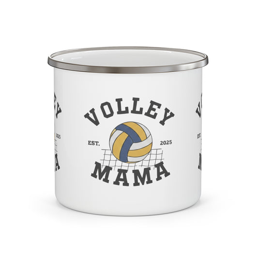 Volley Mama Enamel Camping Mug with volleyball design