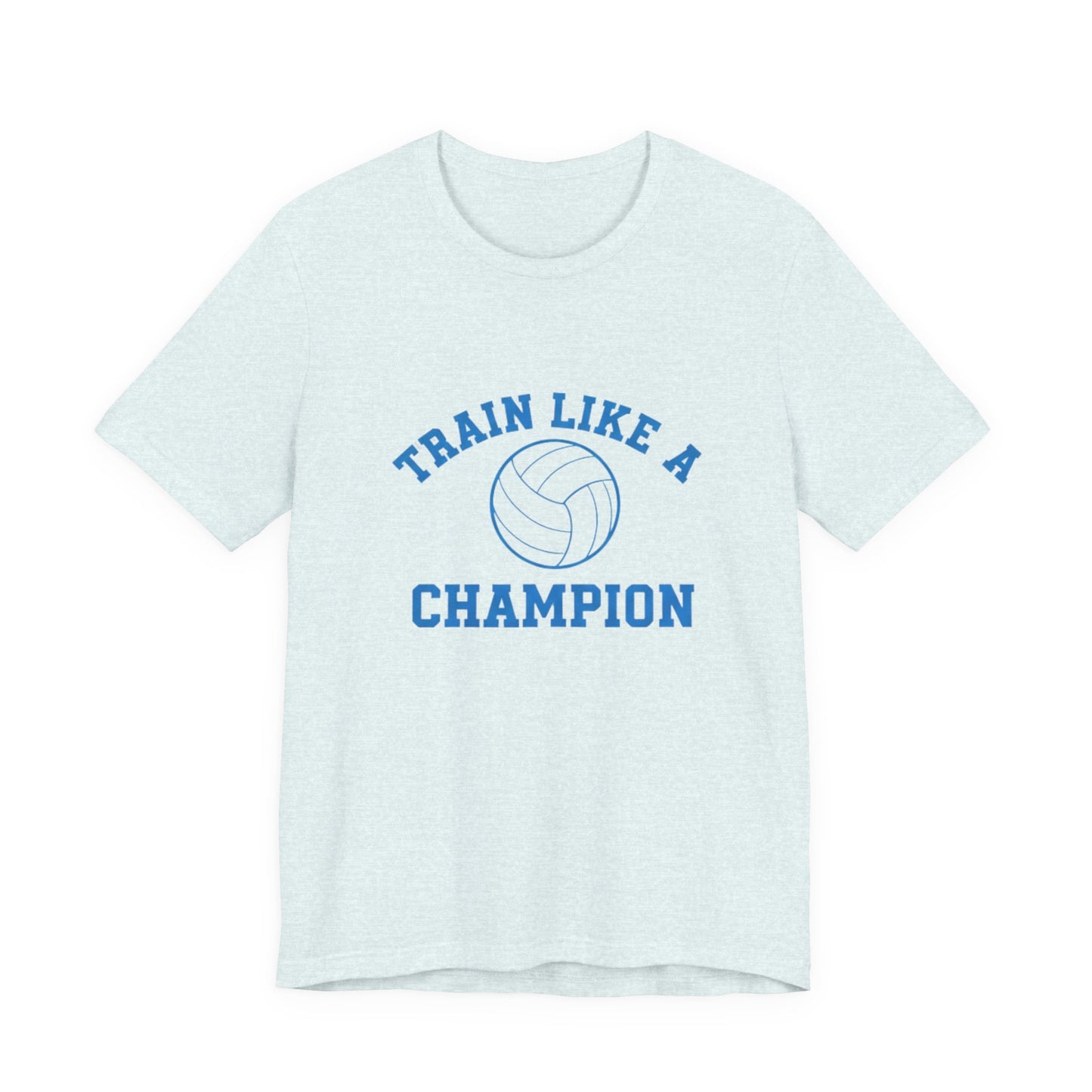 Motivational volleyball slogan TRAIN AS A CHAMPION on t-shirt
