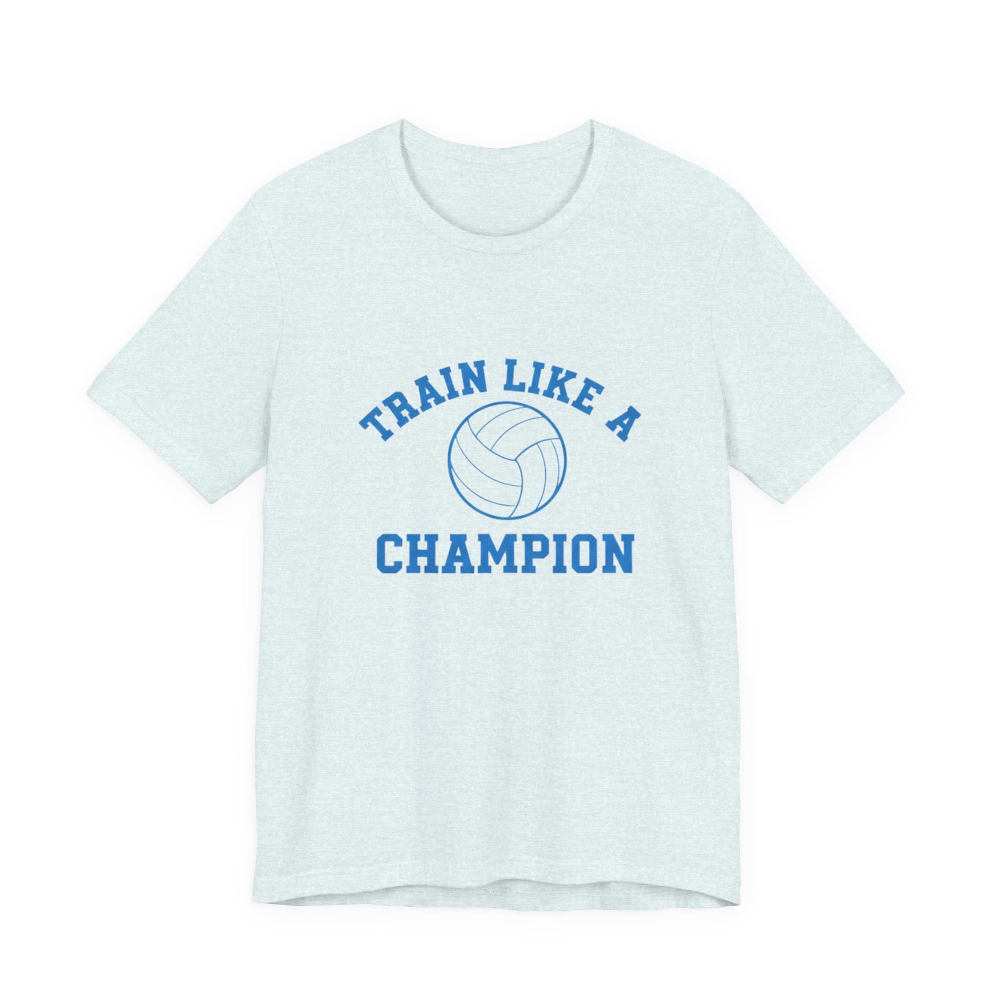 Motivational volleyball slogan TRAIN AS A CHAMPION on t-shirt