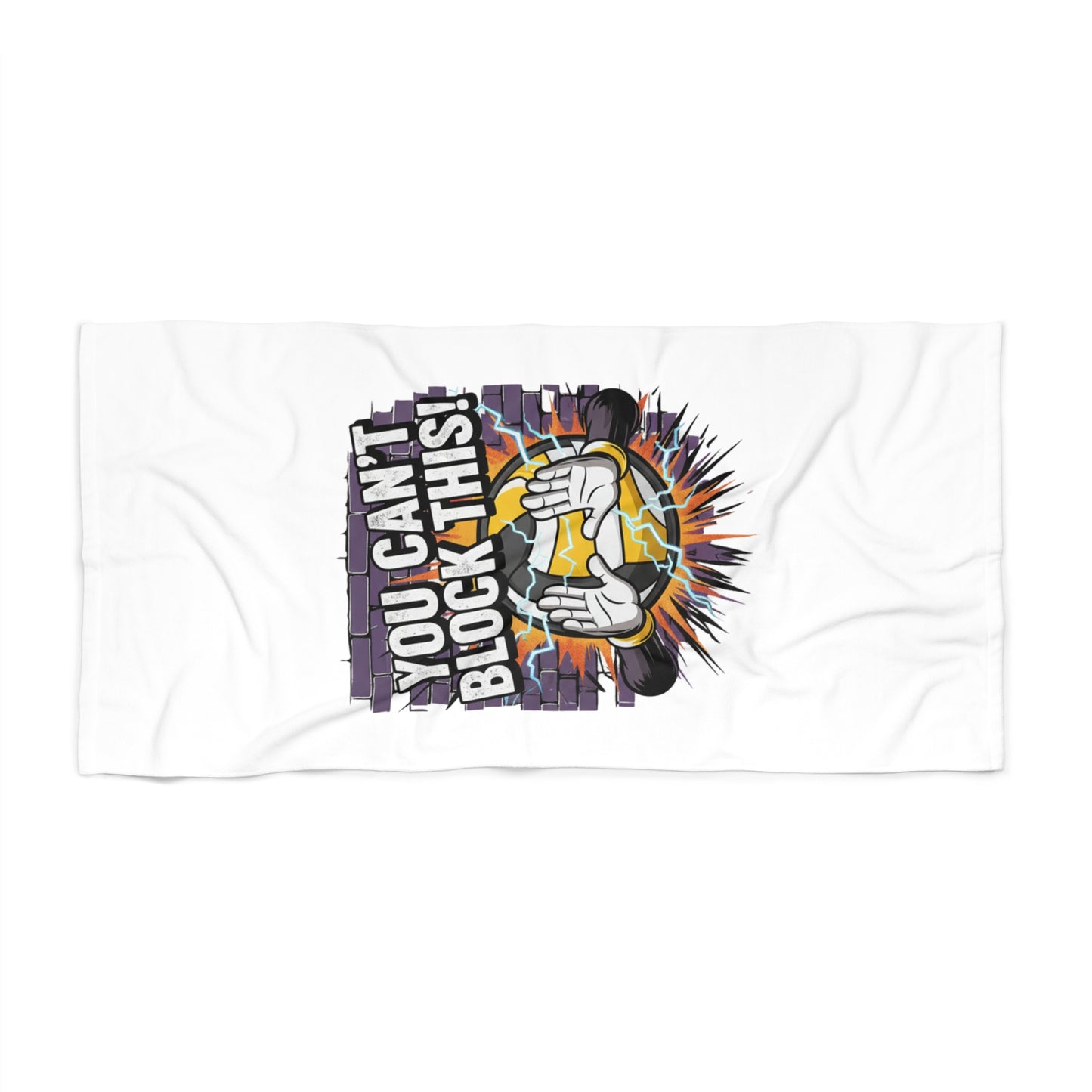 You Cant Block This bold typography volleyball beach towel design